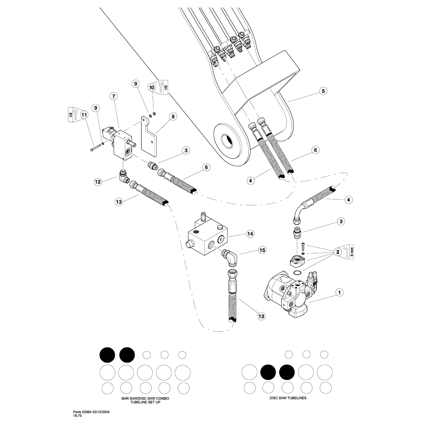 Disc Saw Pressure & Return Lines to Attachment