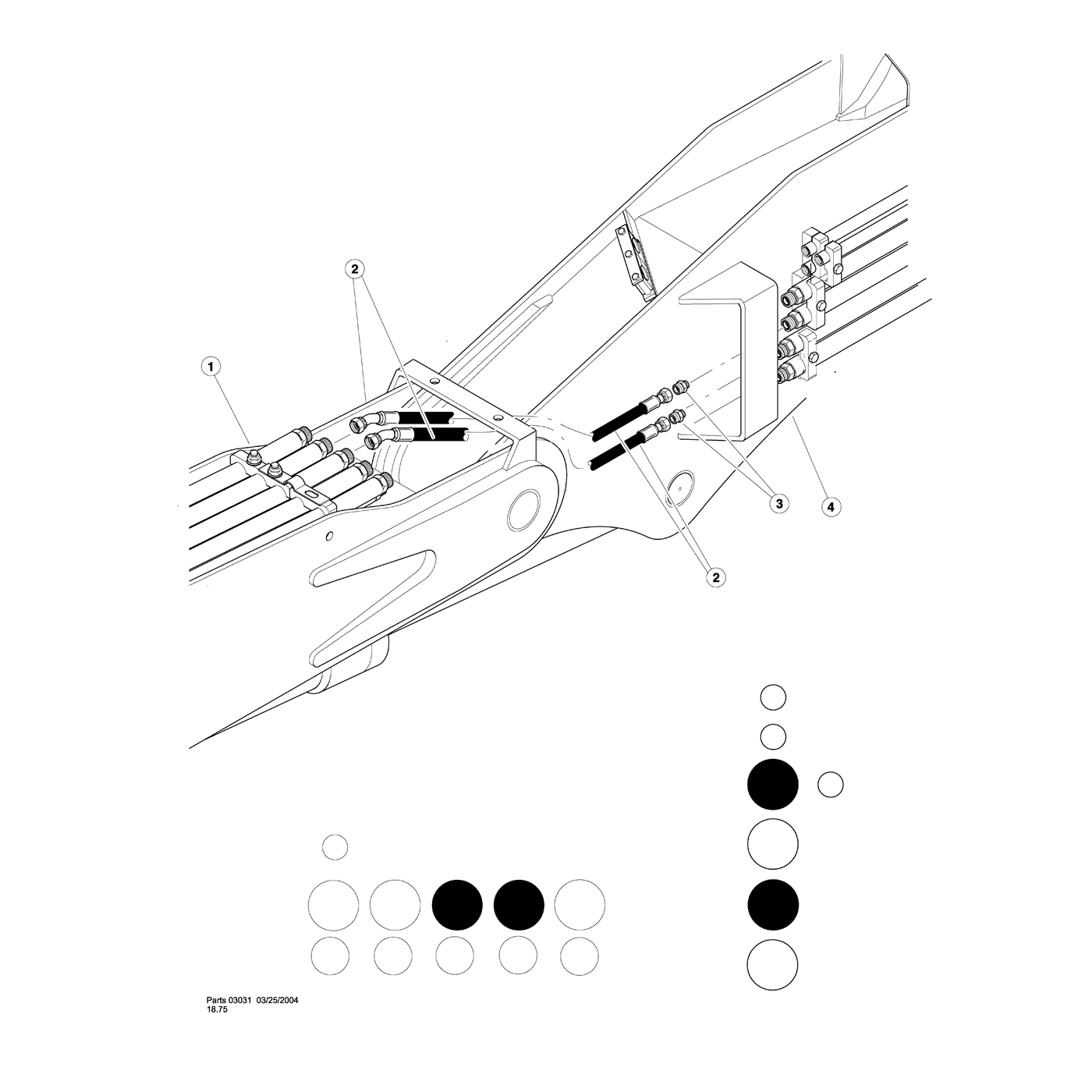 Pressure & Return lines to attachment - boom to stick boom