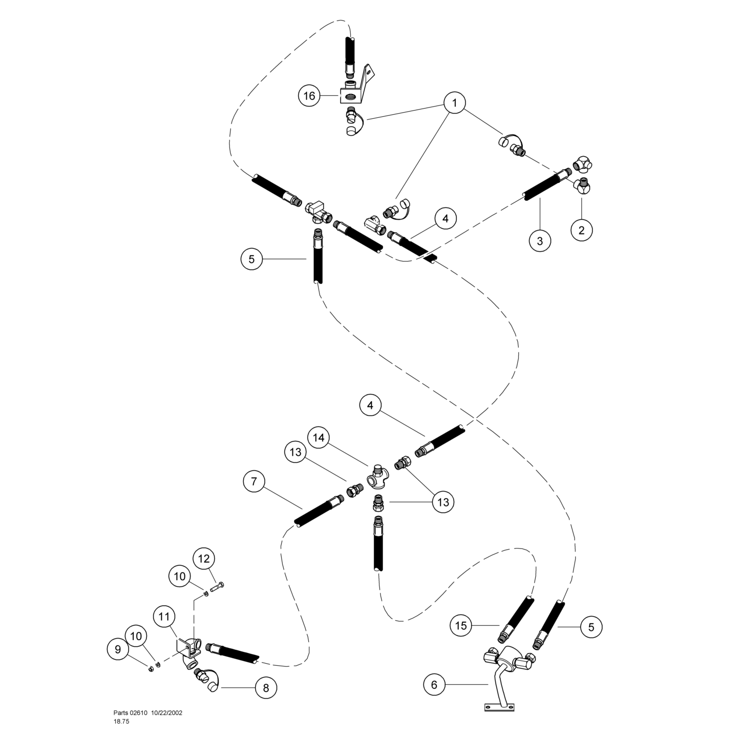 Fire Suppression Lines - tee to engine/pump compartments