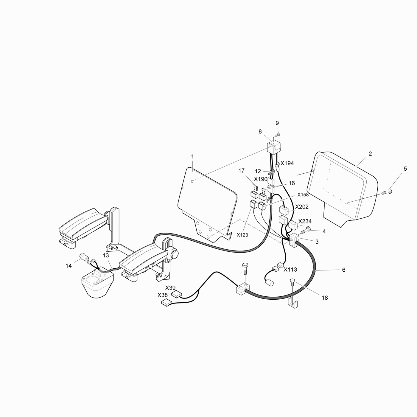 Electrical kit EME levers, rotating seat frame