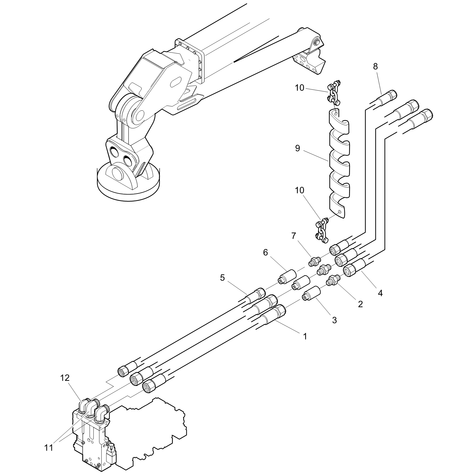 Crane-head CRH hydraulics JIC Multi-tree handling