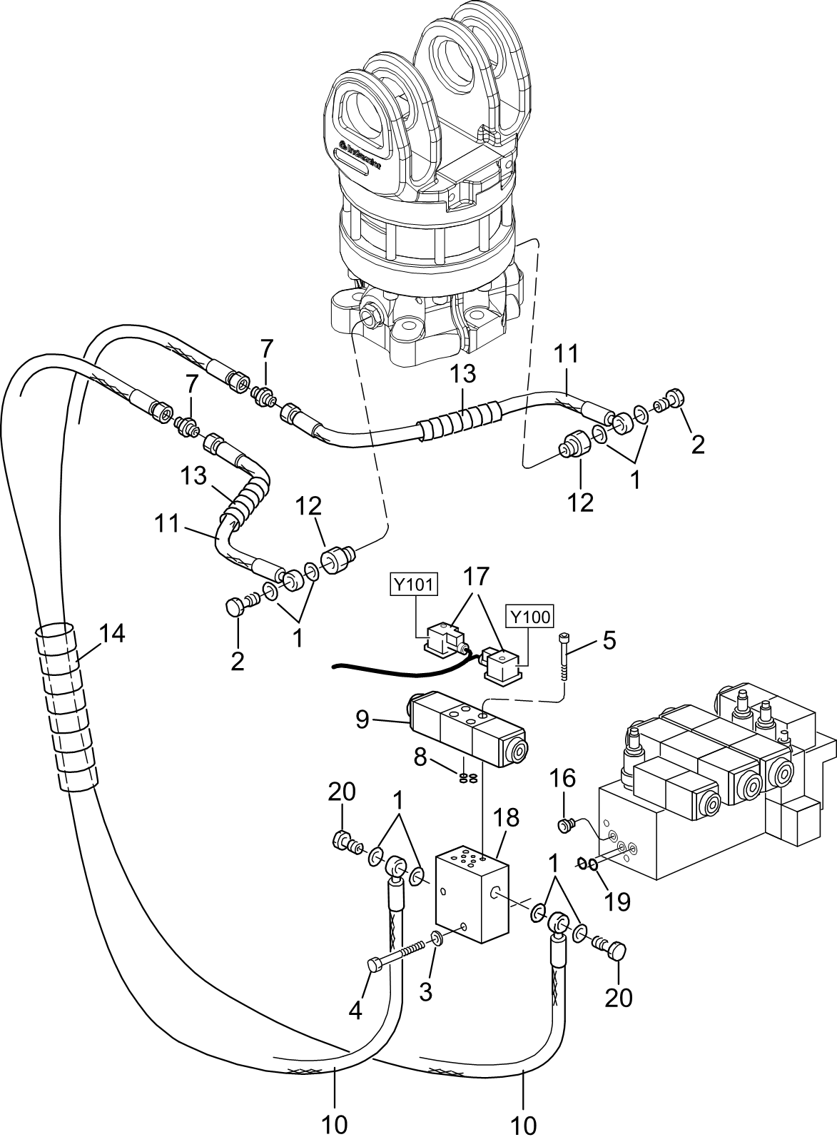 Rotator hydraulics/Without multi-tree handling