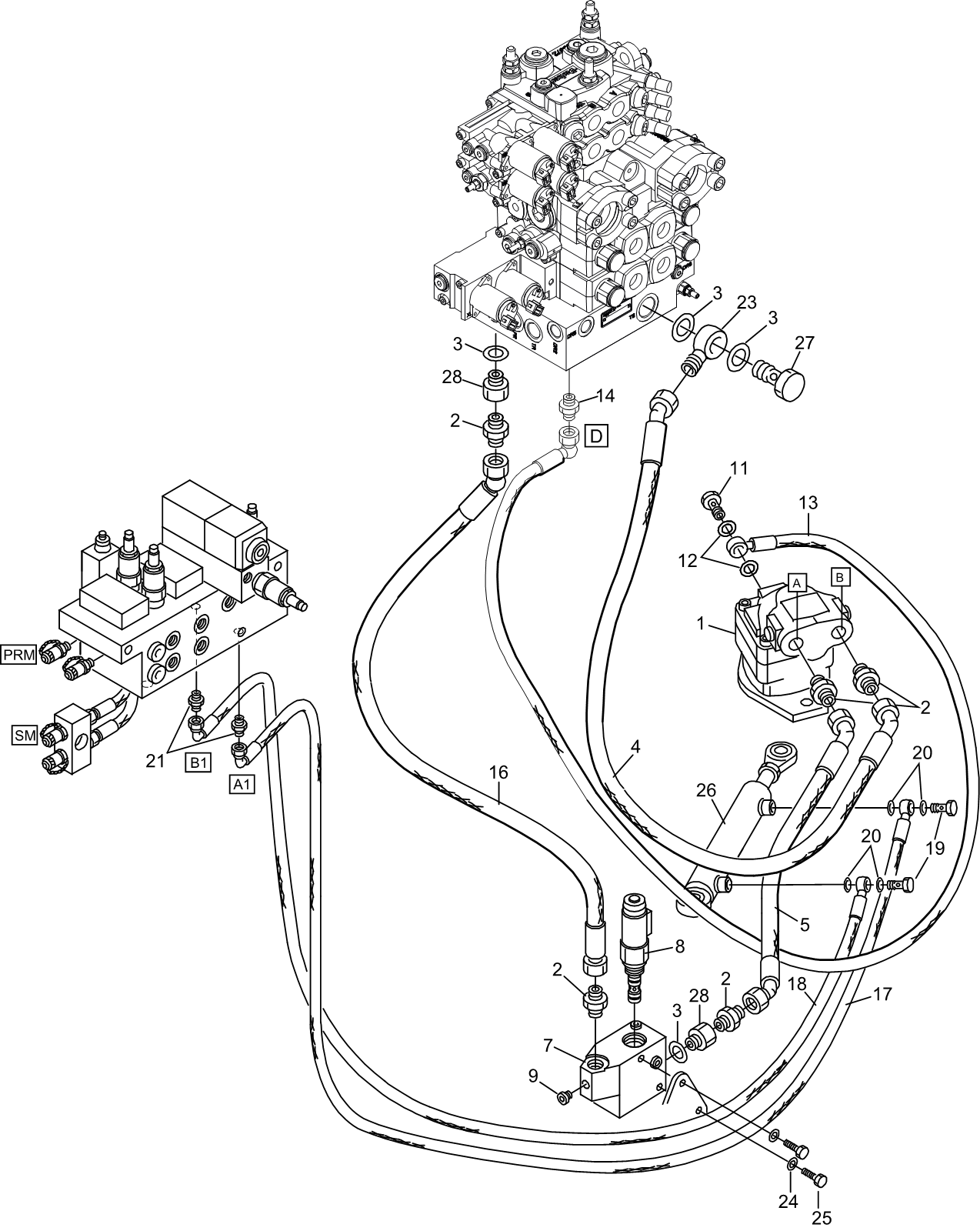 Cutting unit hydraulics/Manual Chain tensioner