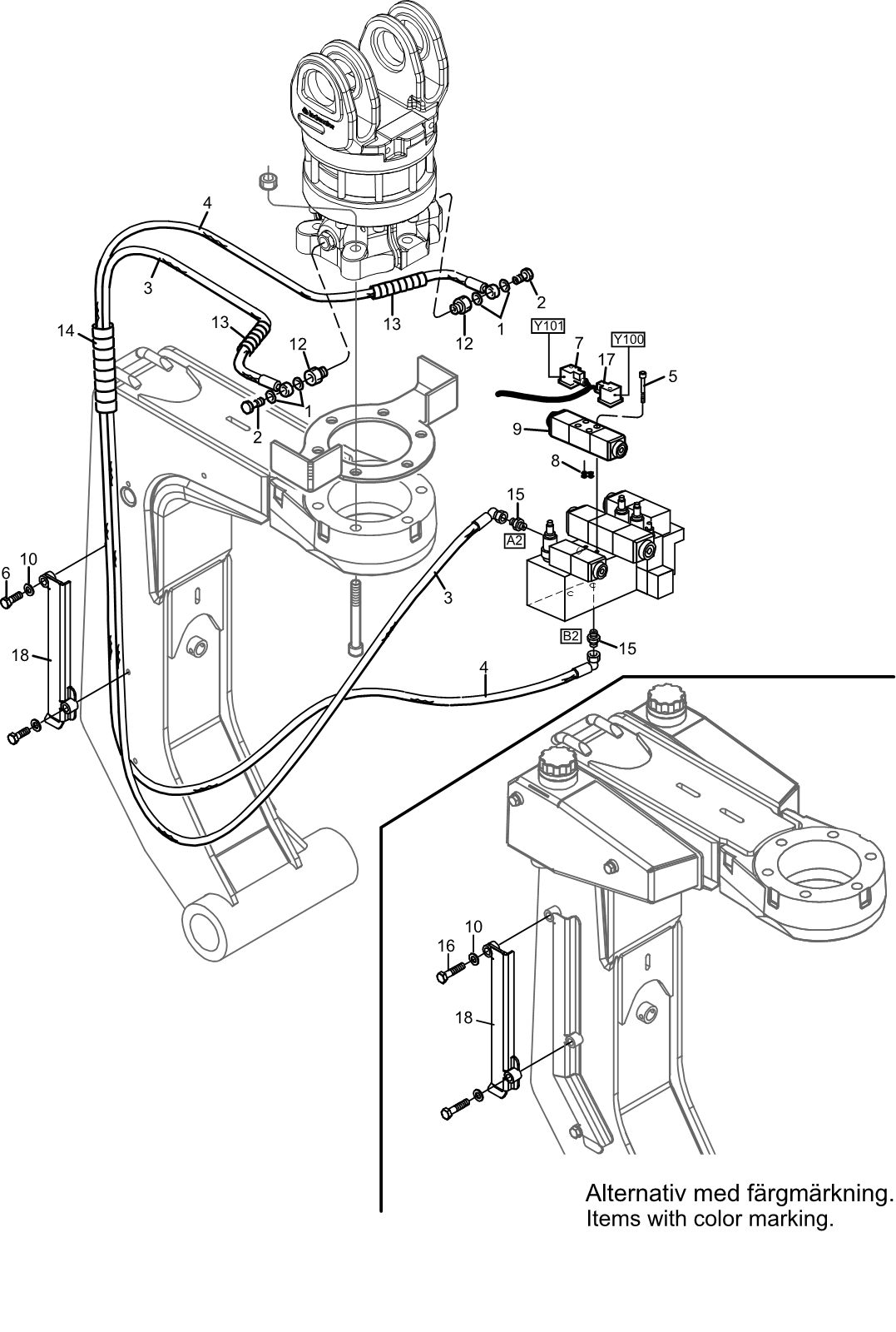 Rotator hydraulics/Without multi-tree handling