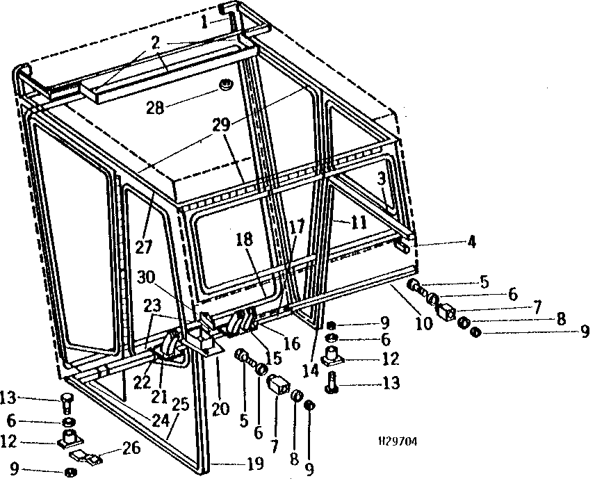 OPERATOR'S CAB MOUNTING BRACKETS, BUSHING, AND SEALS