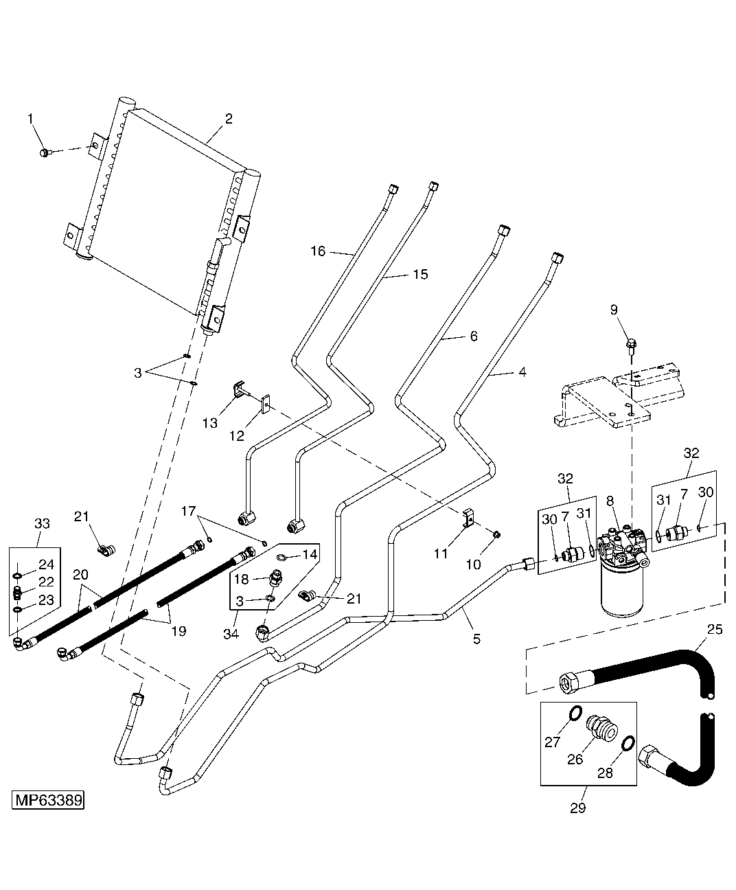 POWER STEERING LINES (HYDROSTATIC TRANSMISSION)
