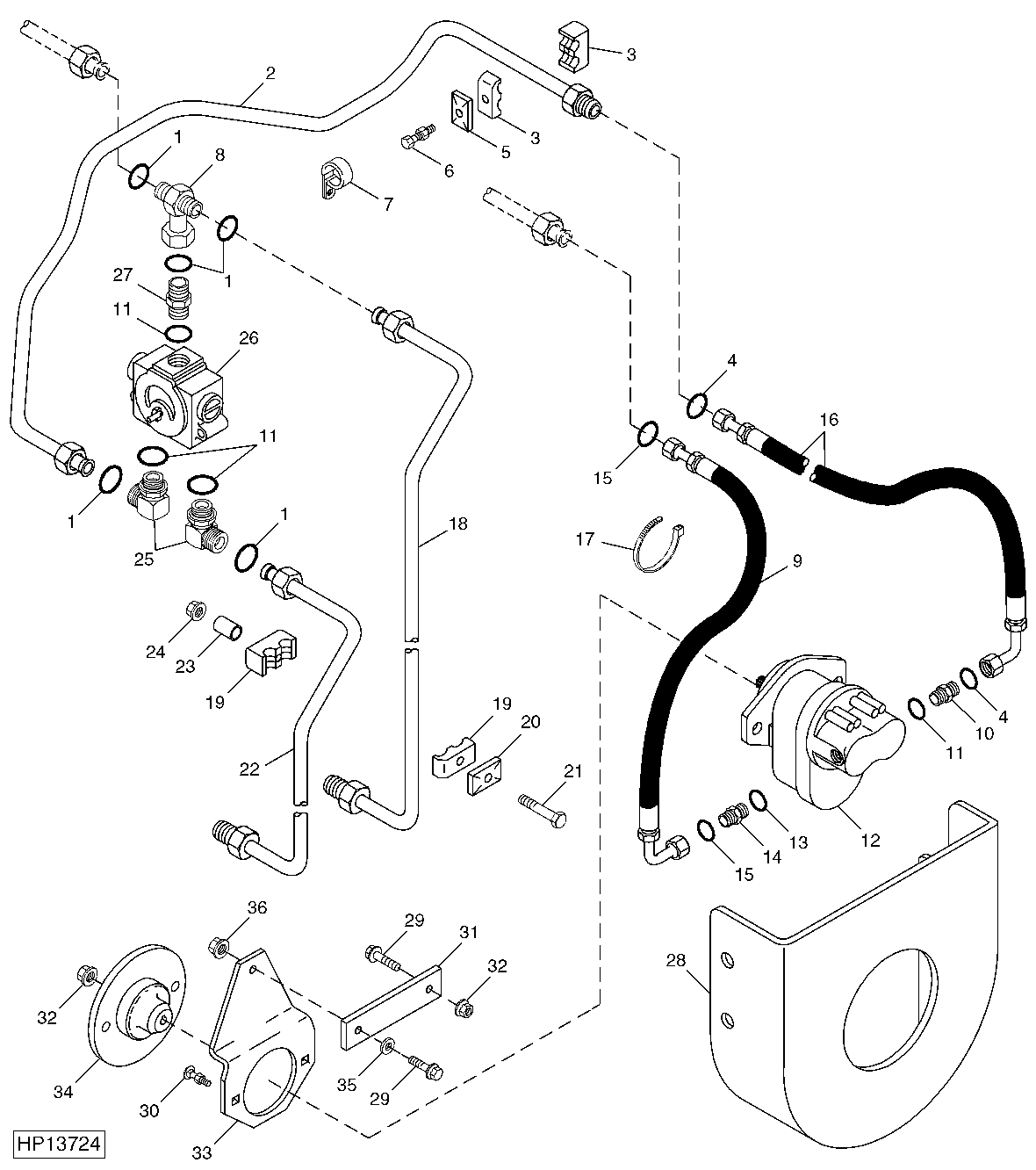 Chaff Spreader Lines, Hoses, Valve And Pump ( - 695400)
