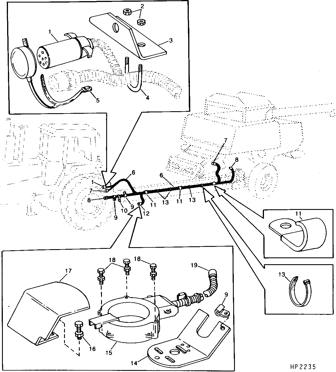 HITCH TUBE HARNESS AND SHORT TURN SENSOR (600001 - )