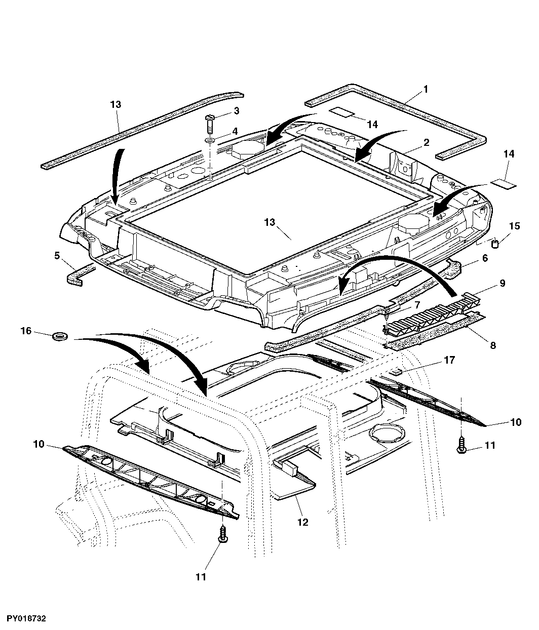 HEADLINER, HEADLINER TRIM (WITH HINGED HATCH)