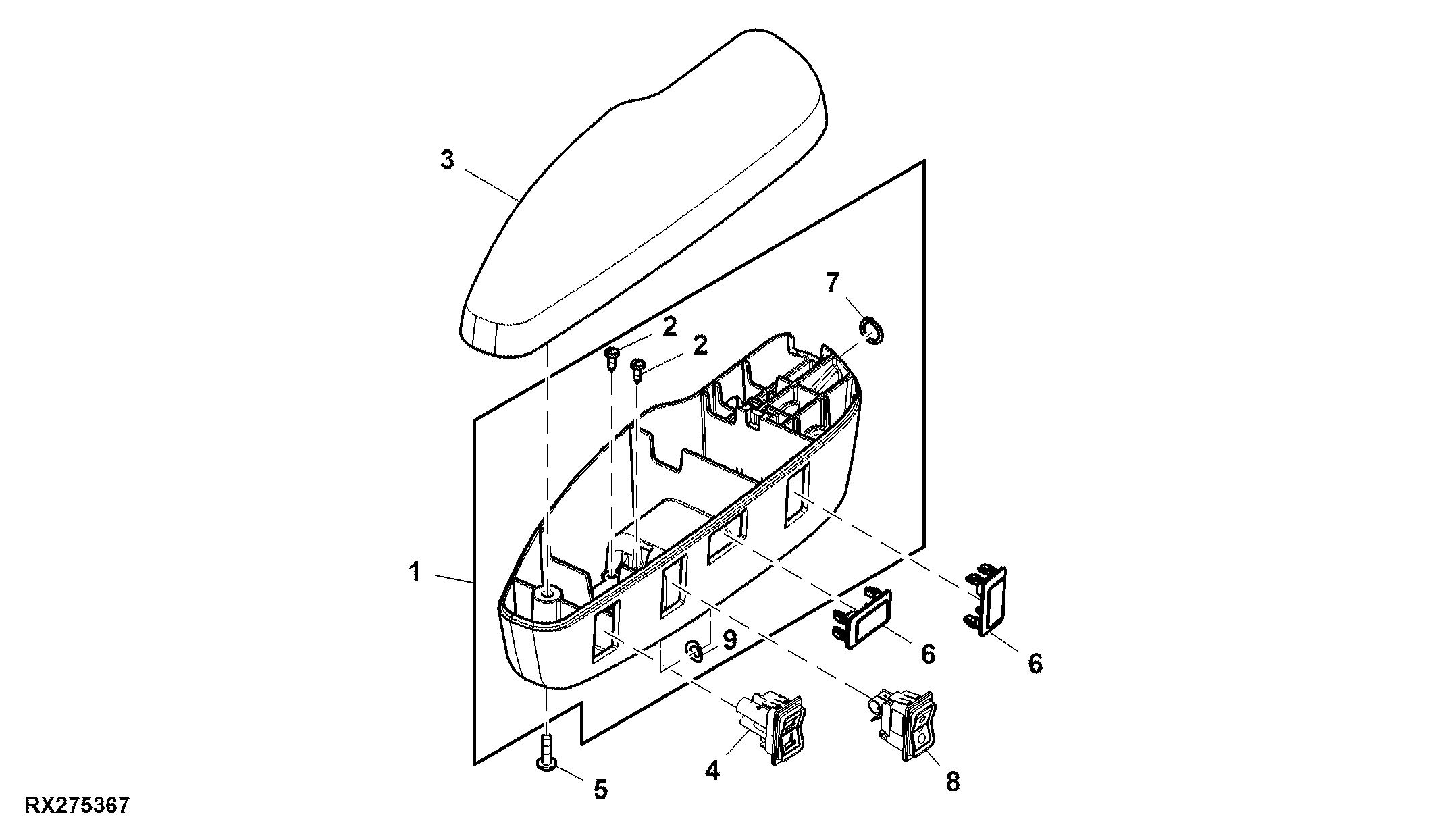 Armrest Substrate Assembly, Leather Passive Seat