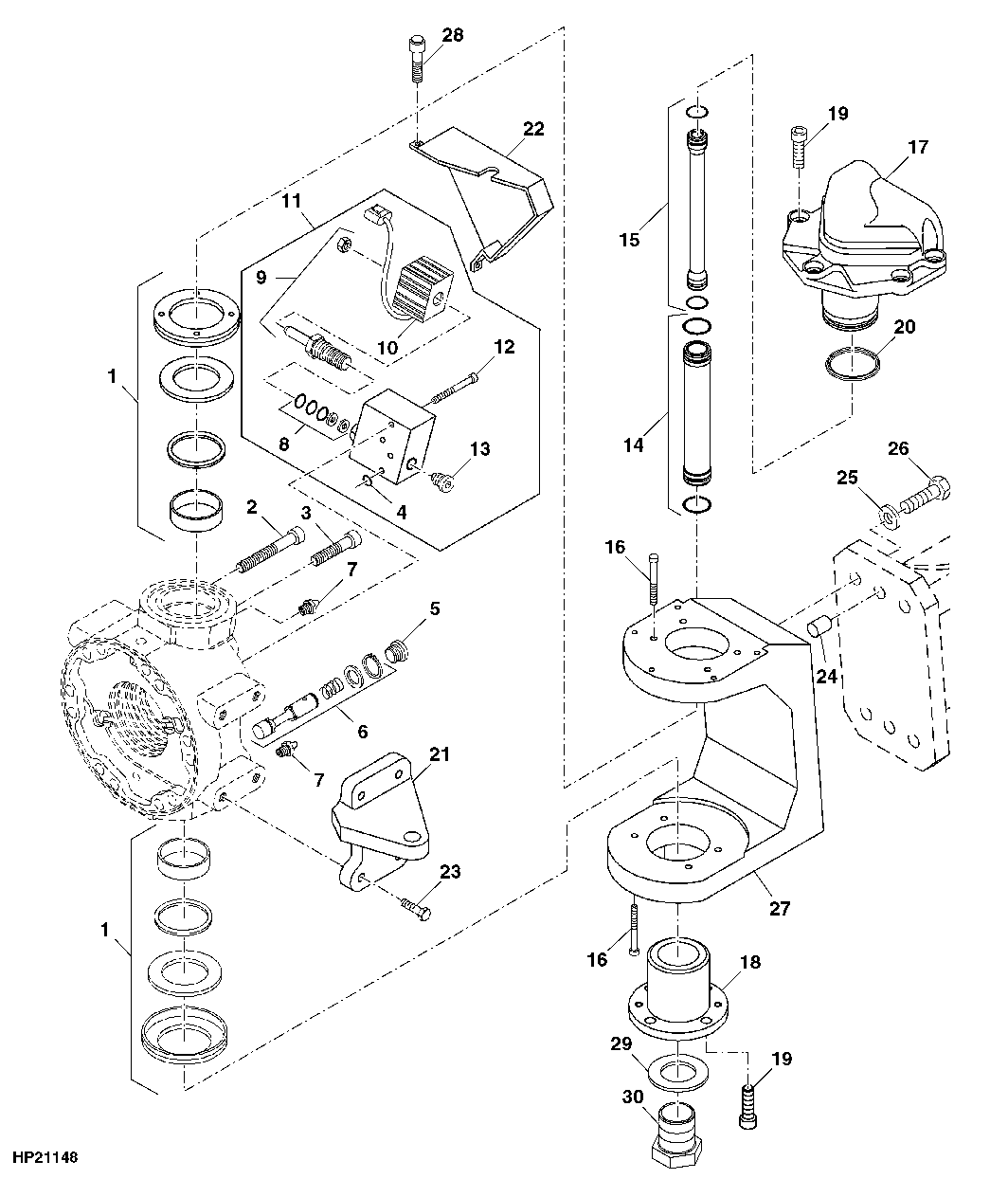 Two-Speed C Frame, Pivots And Caps-Motor (2096 CC)