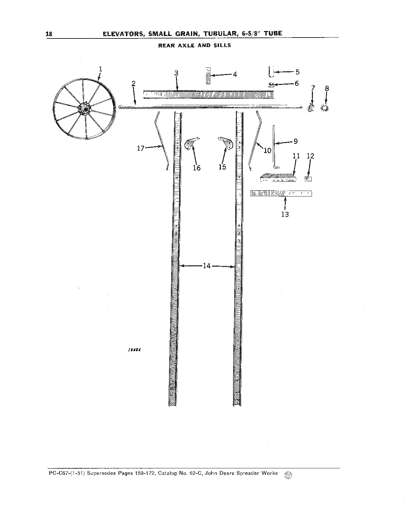 Elevators, Small Grain, 6-5/8 In. Tube Axle, Rear (With Sills)