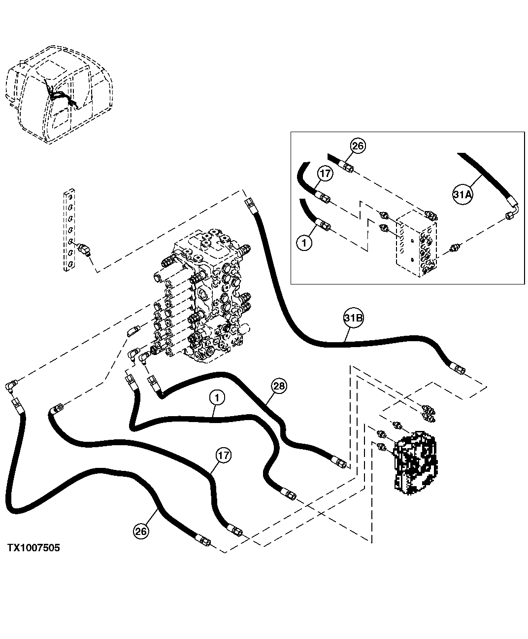 PILOT HOSES (CONTROL VALVE FRONT TO FLOW REGULATOR VALVE)