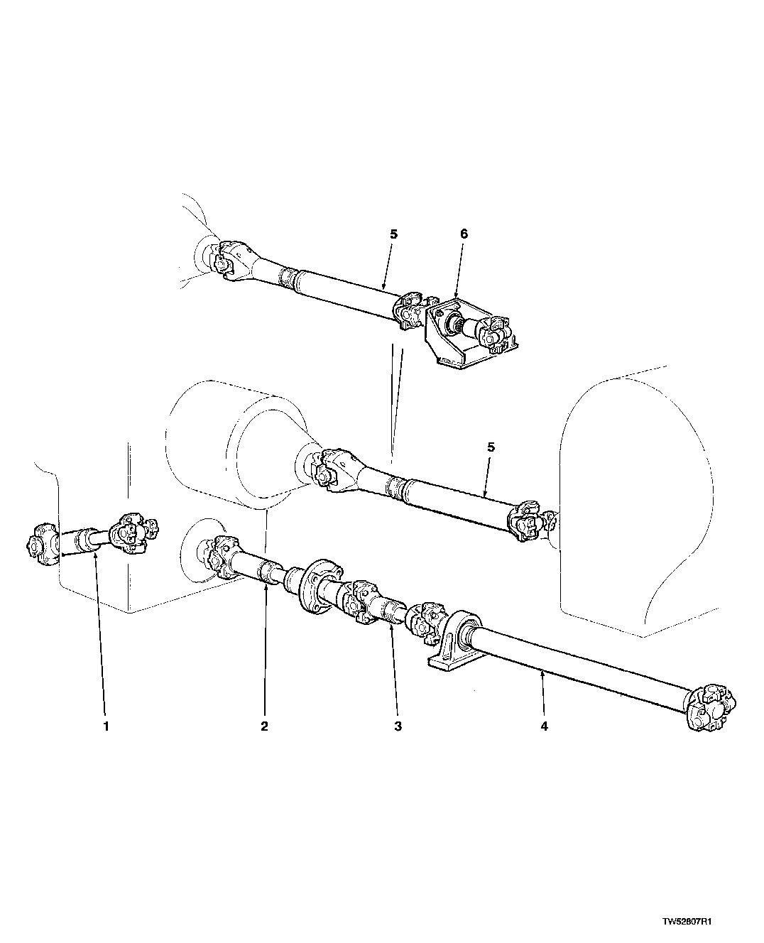 DRIVELINE LAYOUT - CABLE SKIDDER (660D 001259- )