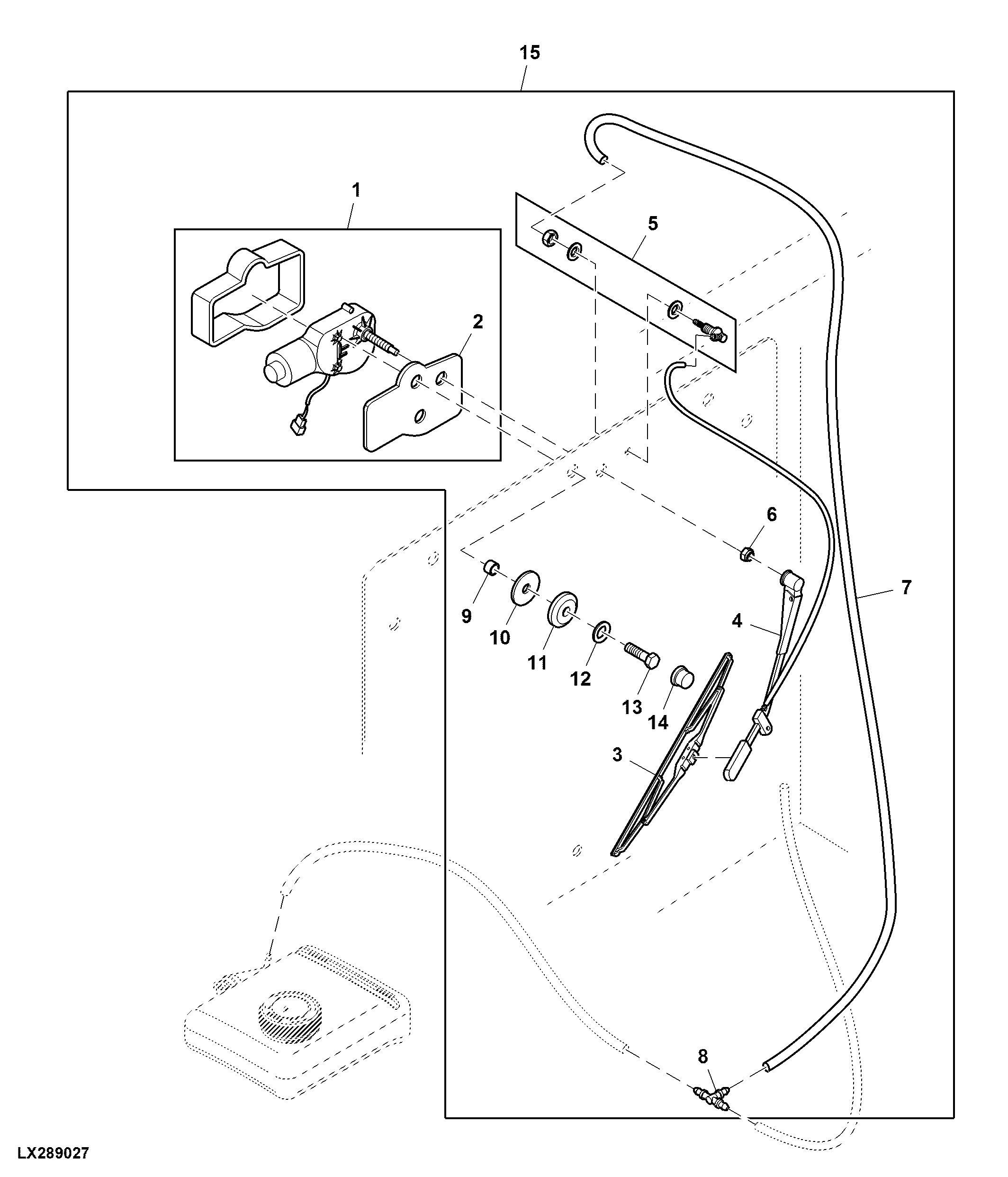 Attachment, Wiper / Reservoir, Rear Windshield Washer