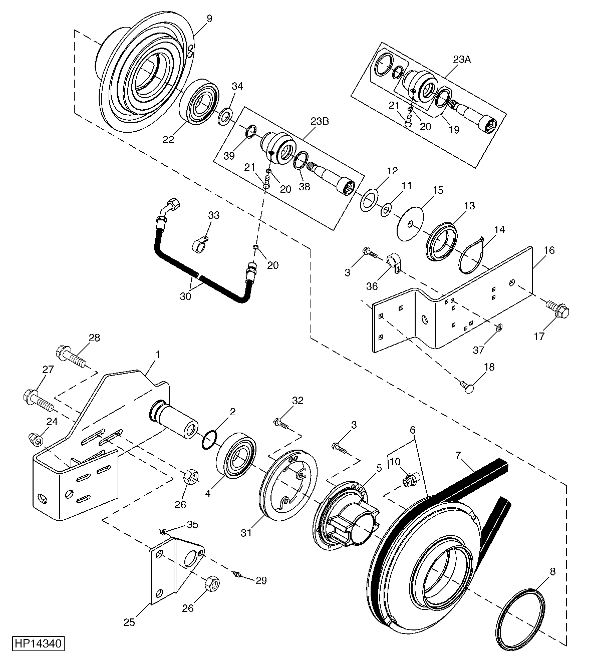 VARIABLE DRIVE UPPER COUNTERSHAFT, SHEAVES AND SUPPORTS