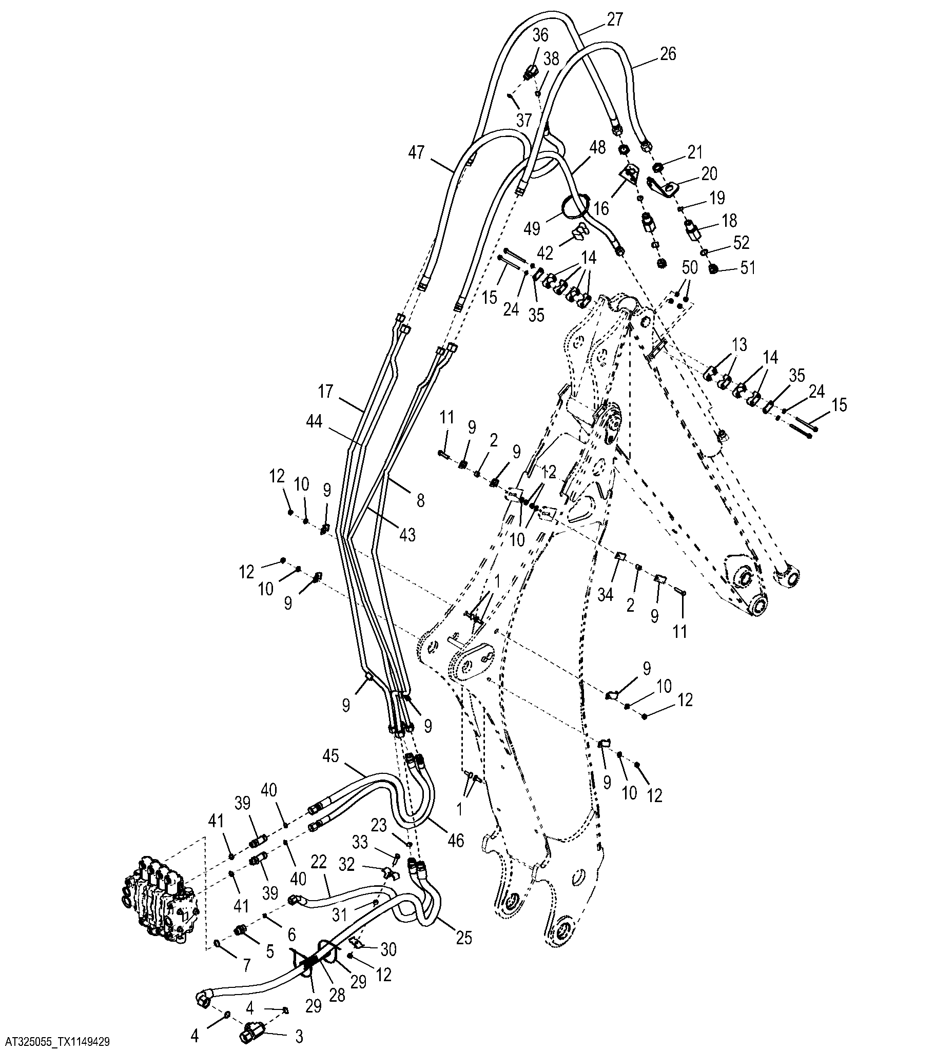 Dipperstick Plumbing with Auxiliary Hydraulics (244263 - )
