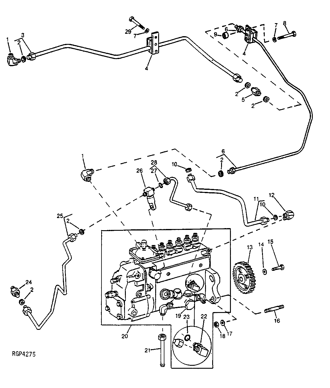 FUEL INJECTION PUMP, FUEL CONTROL, LINES AND LUBE LINES