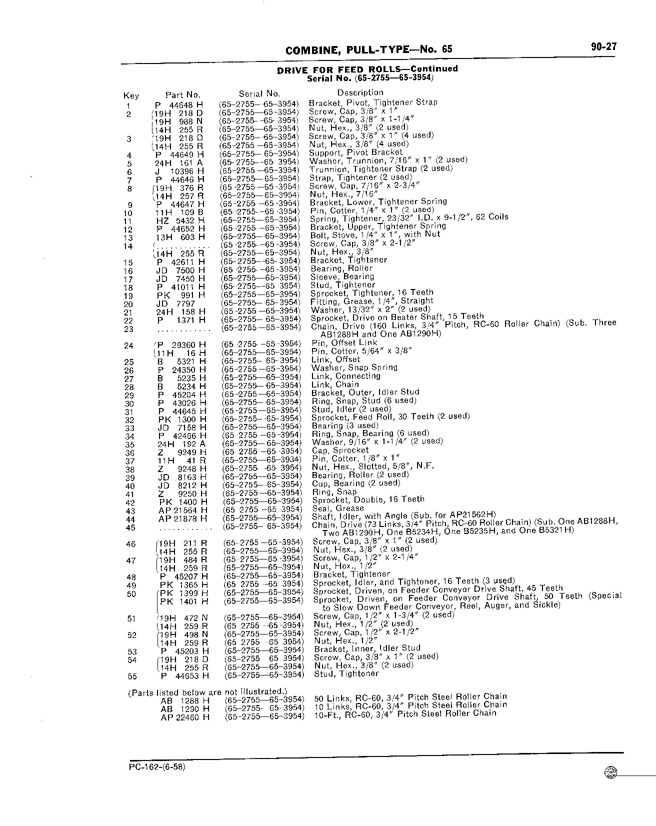 90 Drive Belts, Chains, and Tighteners (Continued)