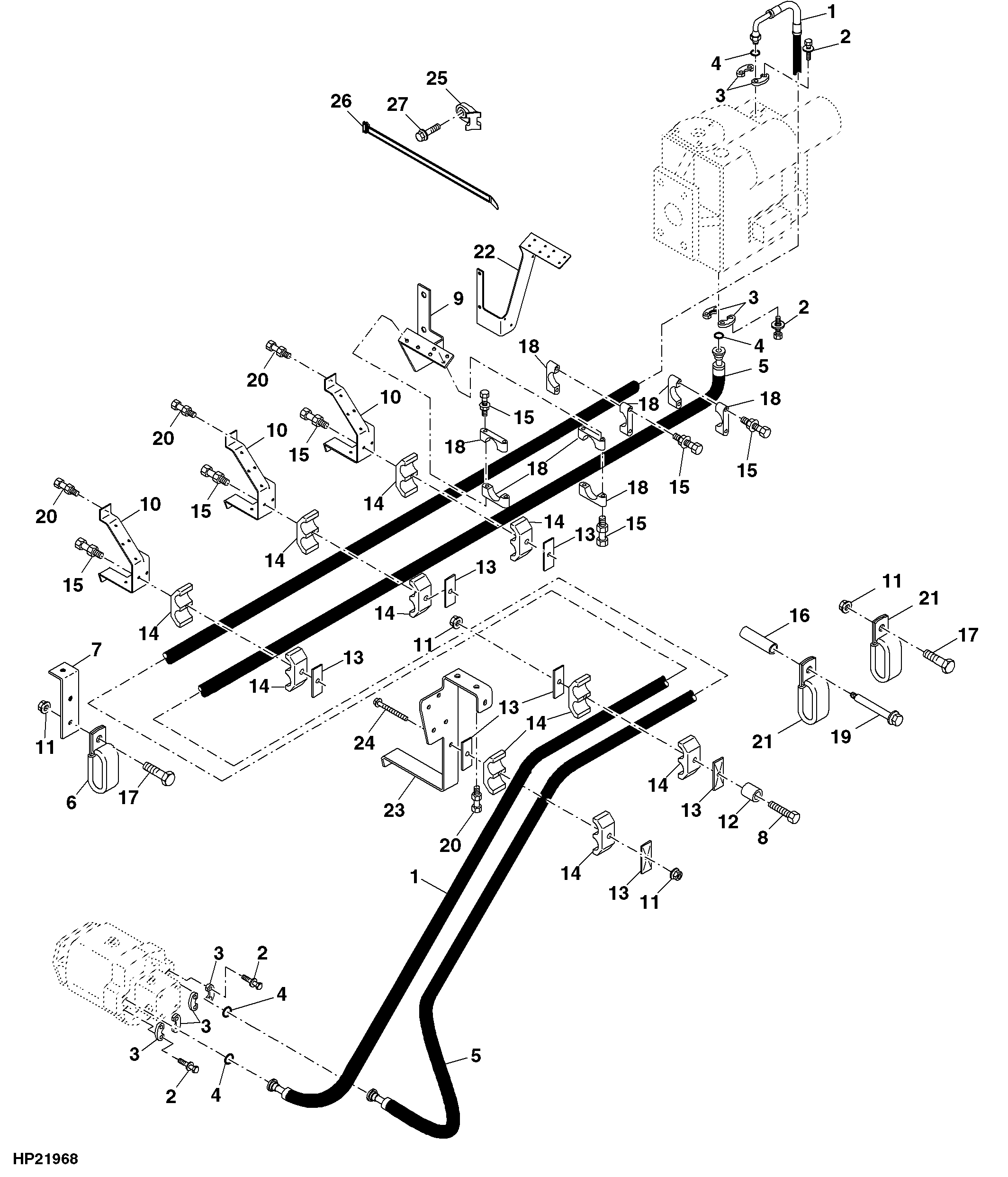 Hydrostatic Drive Hoses (Two Wheel Drive) ( - 735100)