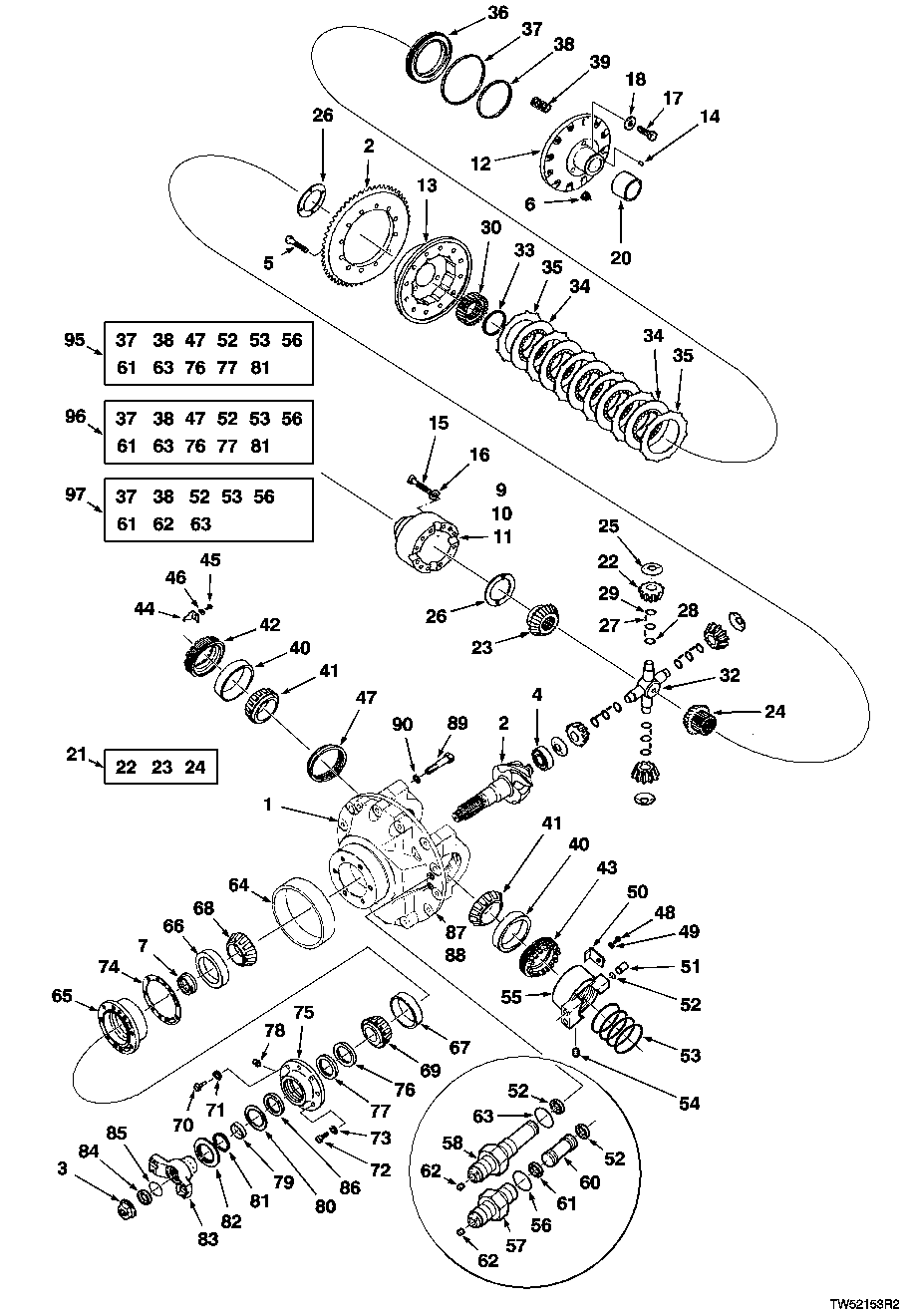 FRONT DIFFERENTIAL ASSY (FOR 42R112 AXLE)(DANA)(CONTINUED) (660D, -001258) (848G, -001028)