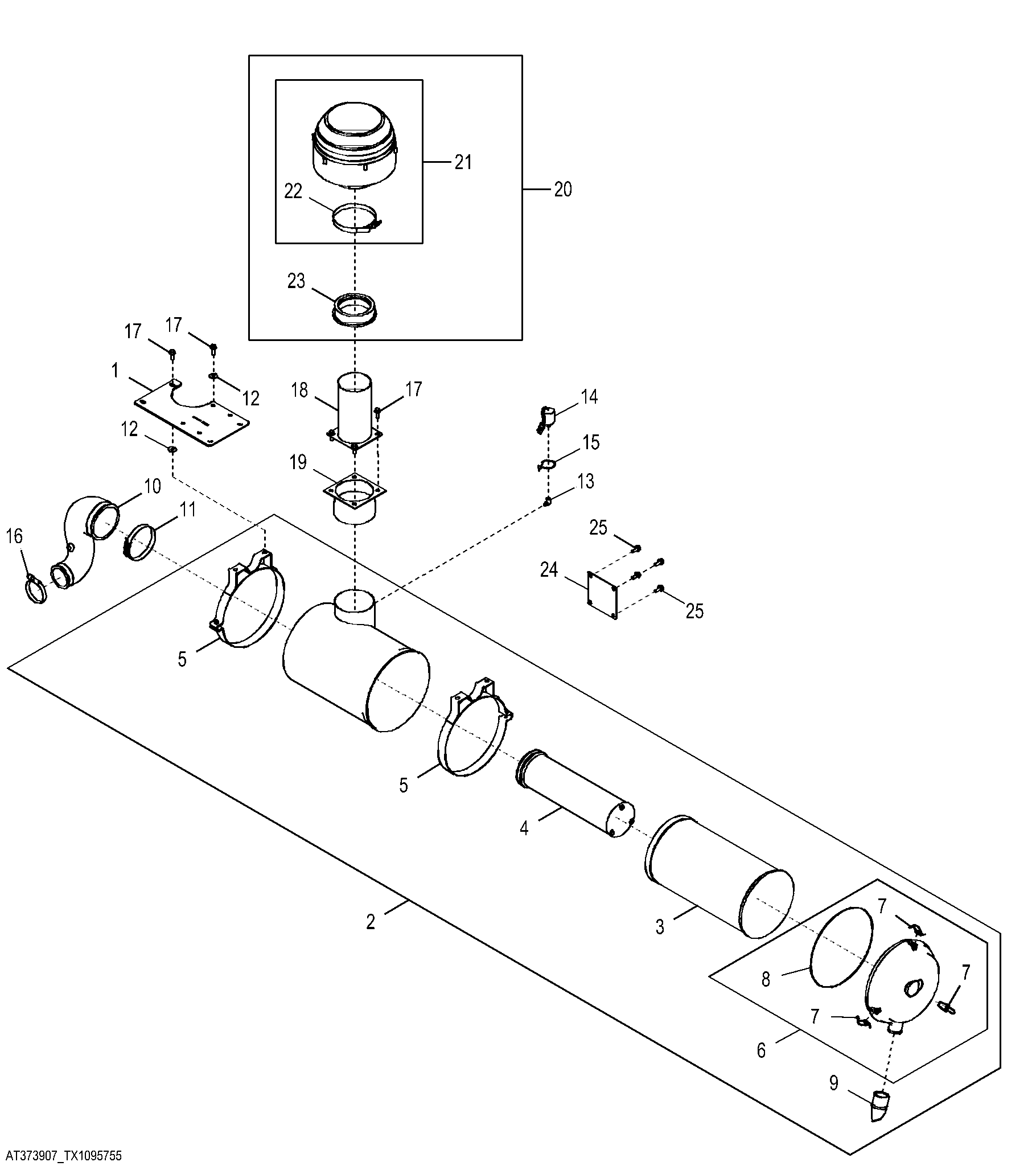 Air Intake System with Air Pre-Cleaner (Engine 6068HDW83)