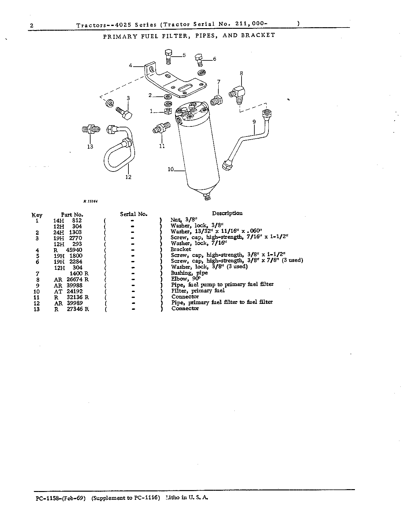 Primary Fuel Filter, Pipes, and Bracket
