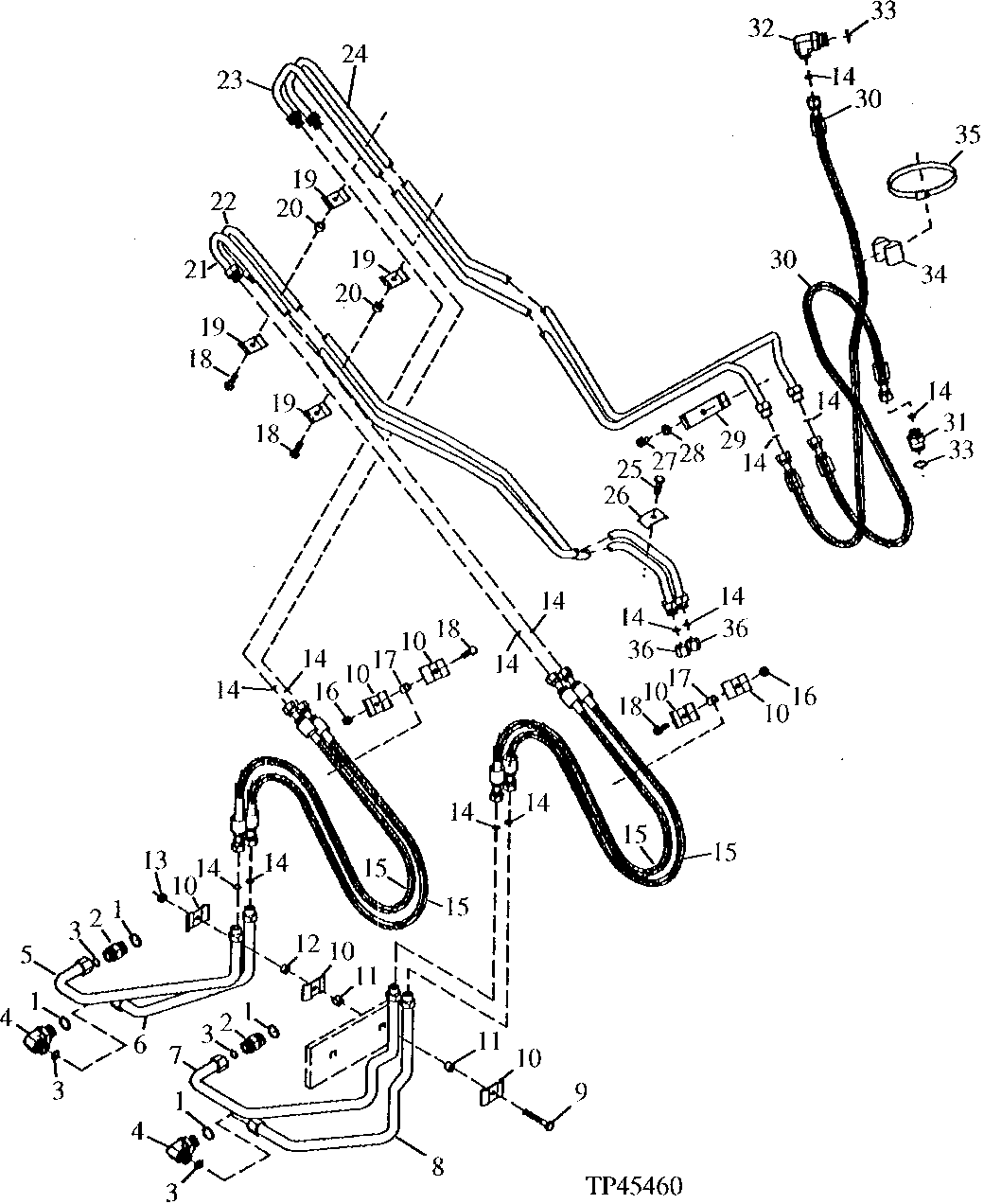 Loader Bucket Cylinder and Third Function Hydraulics (801200 - 807613)