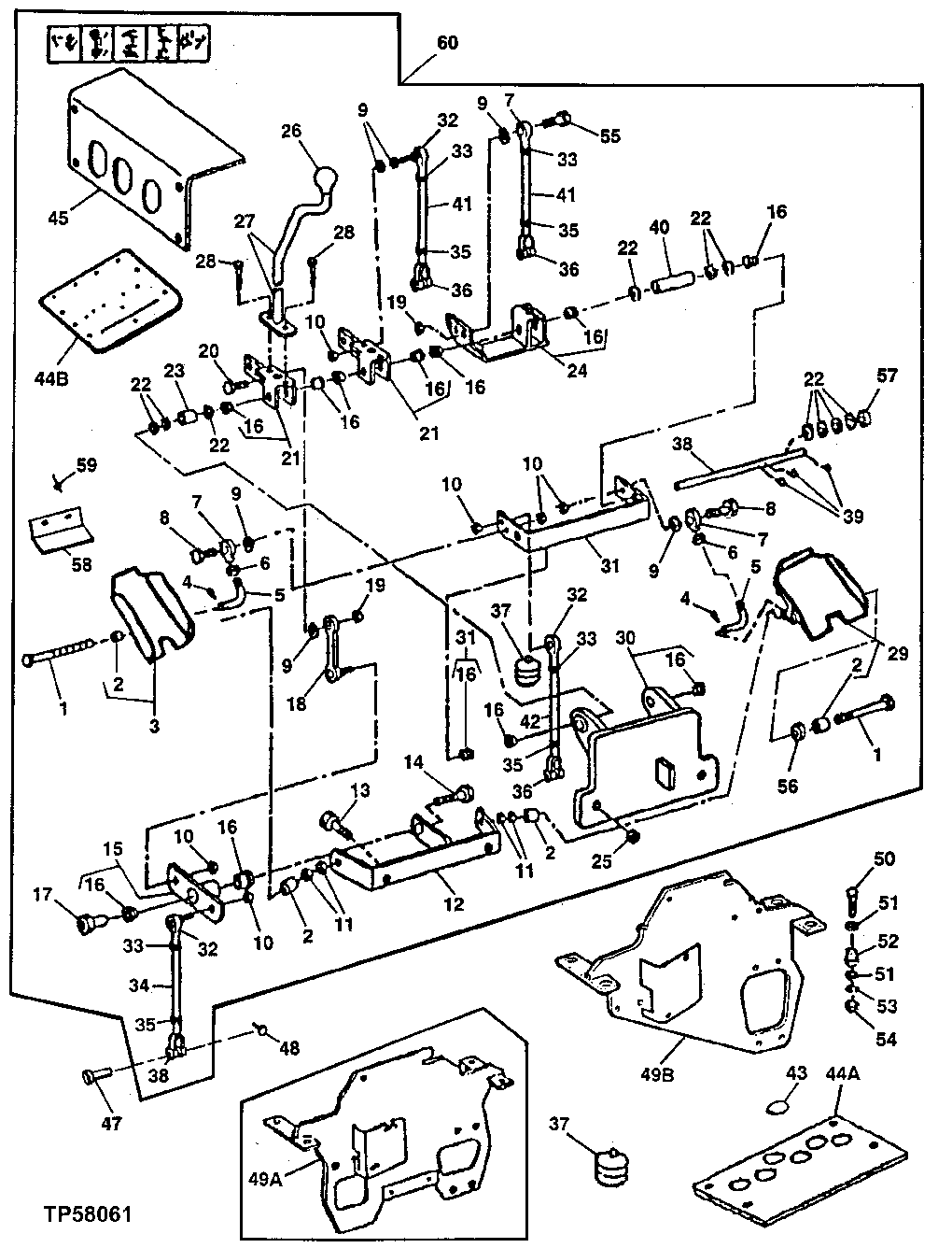 Three Lever Control Valve Linkage (Standard Backhoe)