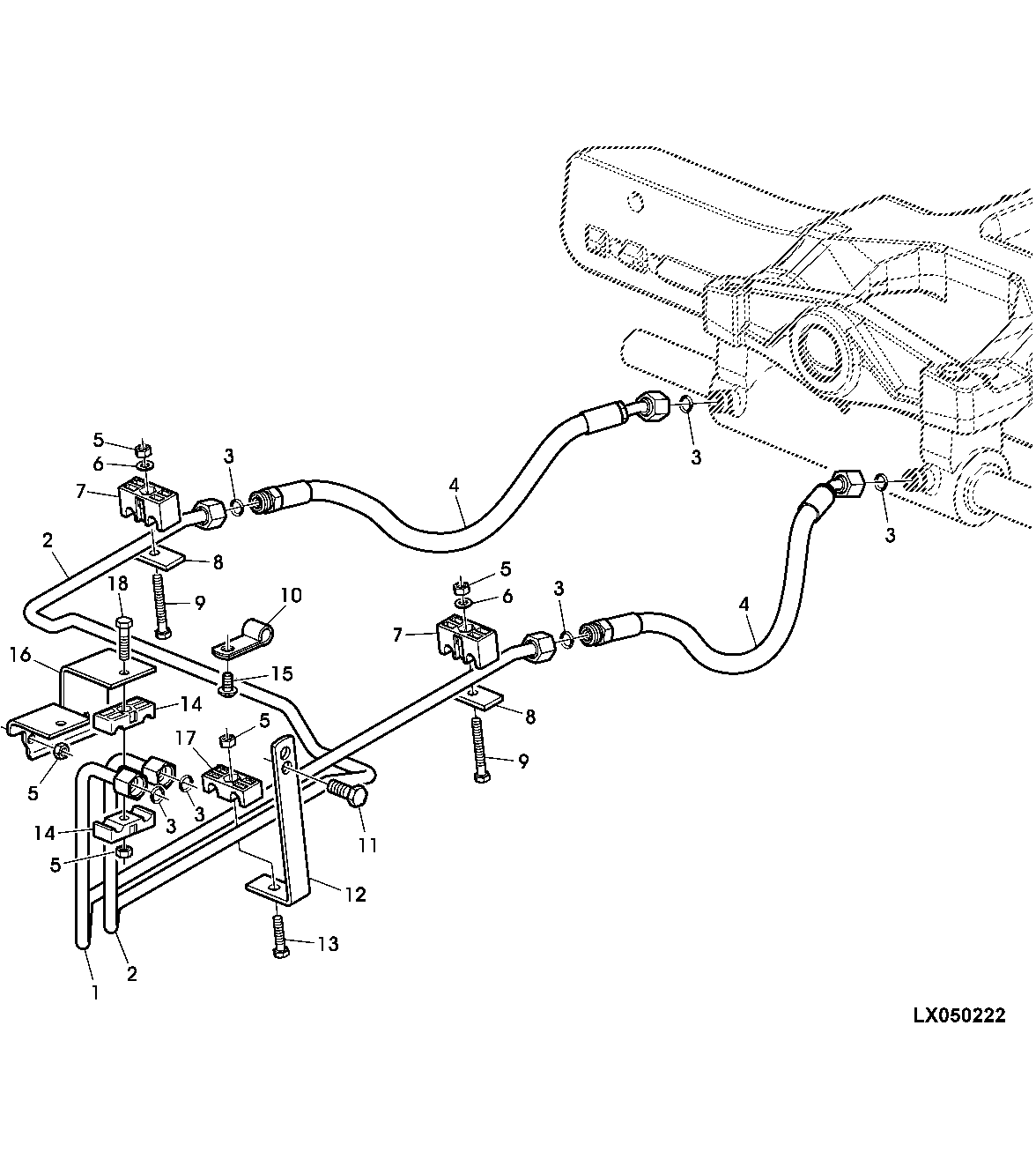 HYDROSTATIC STEERING OIL LINES (W/O MFWD FRONT AXLE)