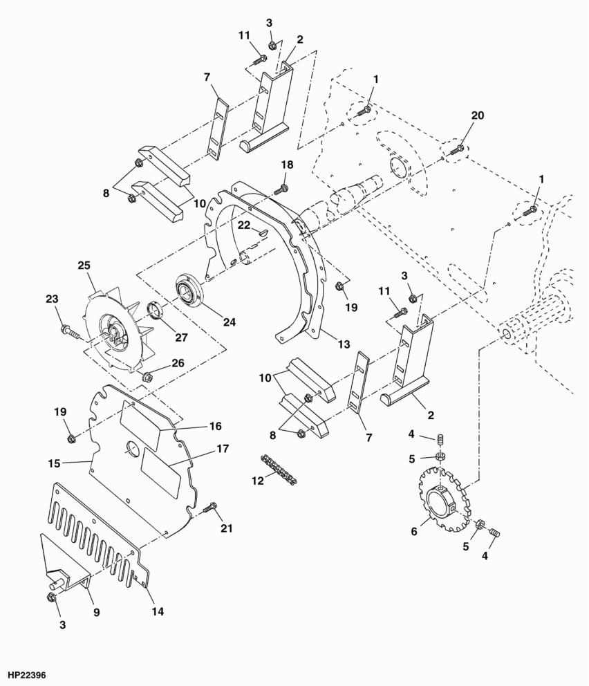FEEDER CONVEYOR DRIVE CHAIN, TIGHTENER AND GUIDES