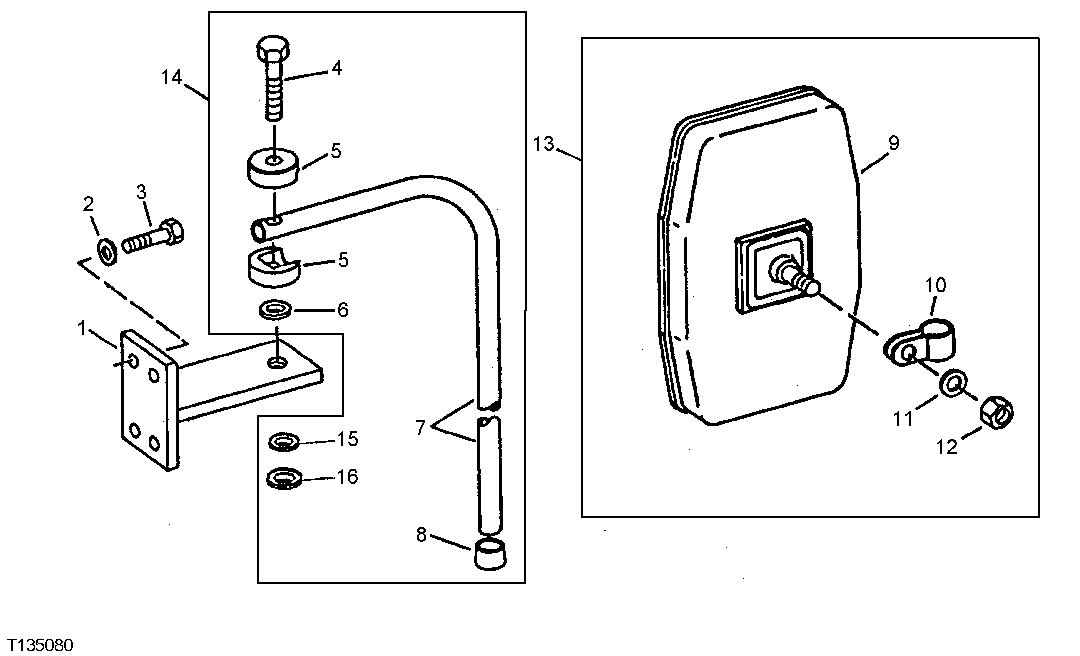 REPLACEMENT OUTSIDE MIRROR FOR CAB OR CANOPY