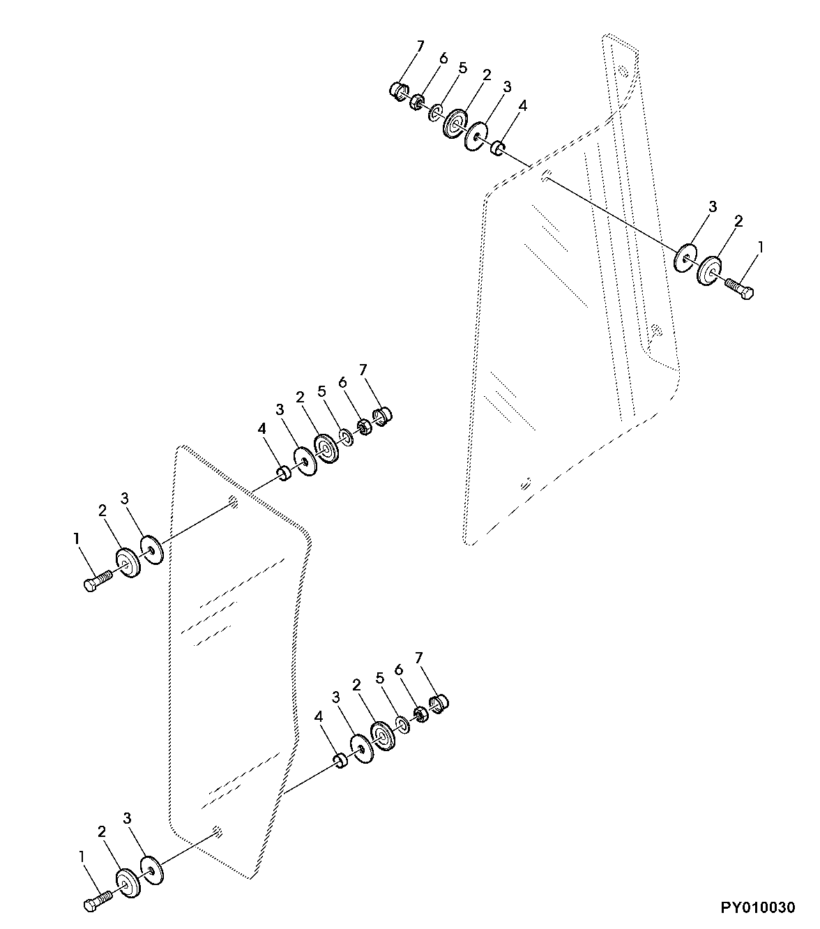 ATTACHING PARTS - LOW FRONT GLASS / SIDE GLASS