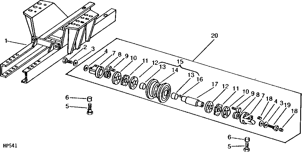 CRAWLER FRAME AND ROLLERS (RIGHT-HAND ILLUSTRATED) ( - 600470)
