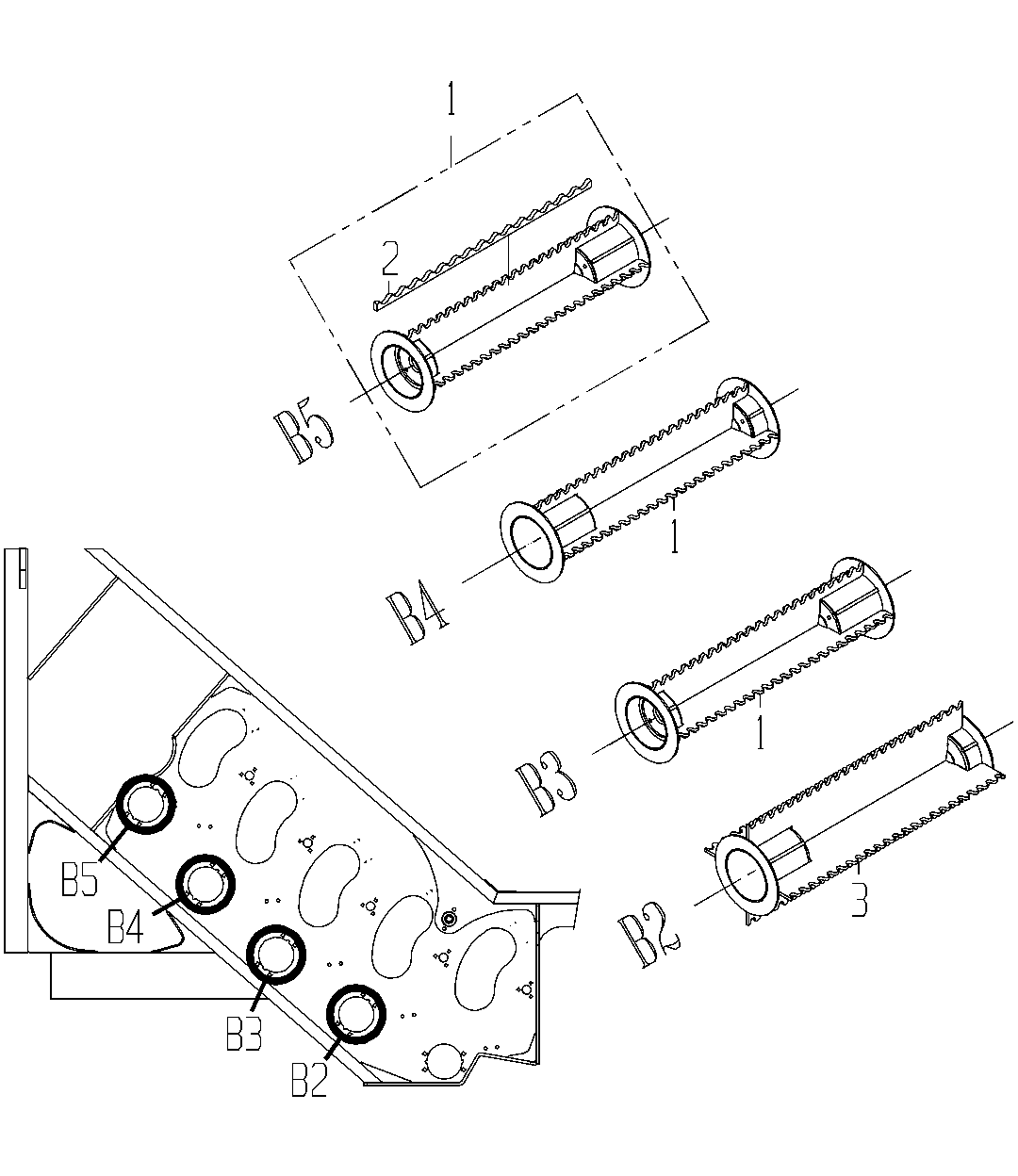 ROLLER GP, FEED (B2,B3,B4,B5)(DEEP PADDLE)