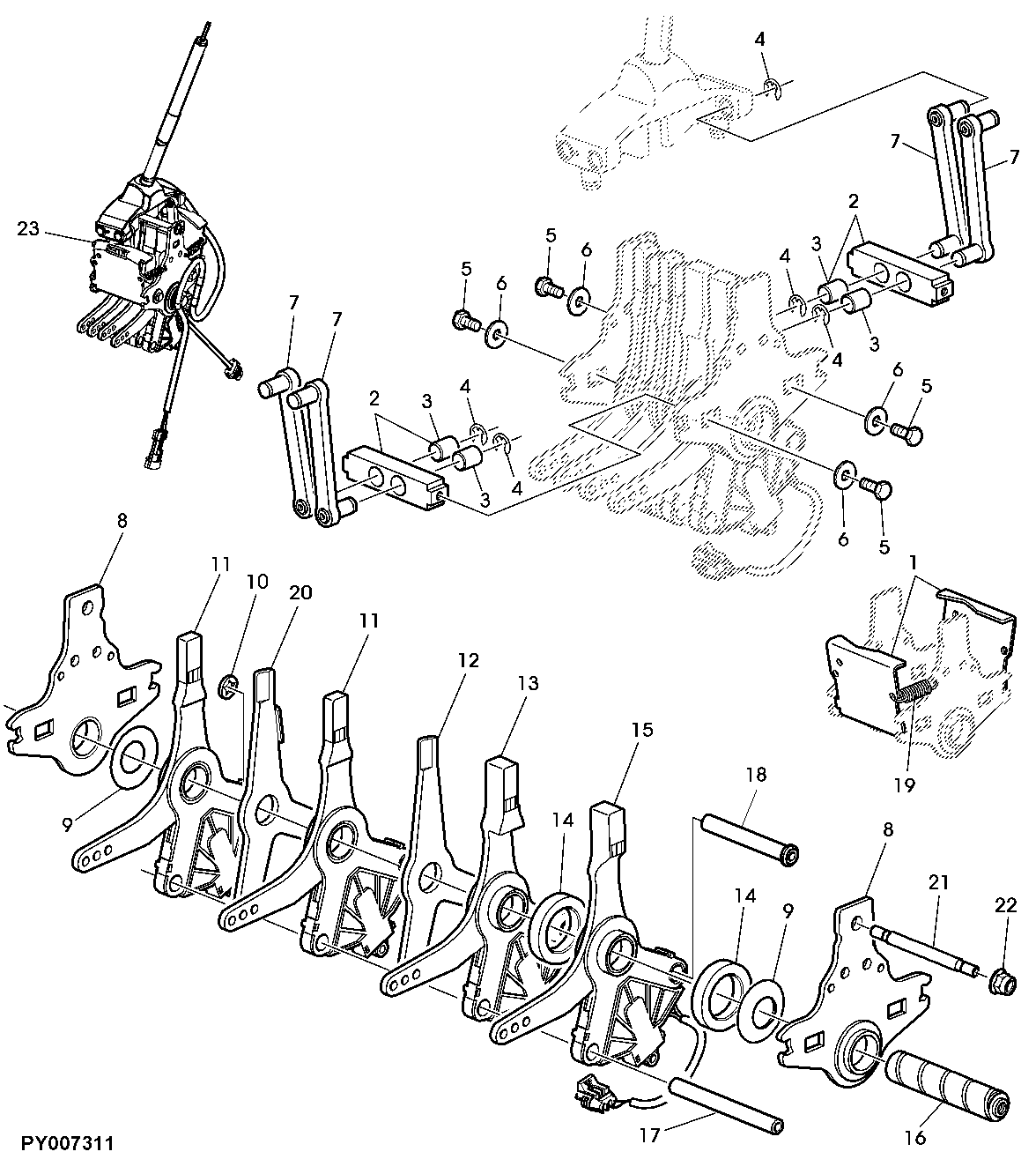 RANGE SHIFT COMPONENTS, 20-SPEED (POWRQUAD PLUS OR AUTOQUAD PLUS)