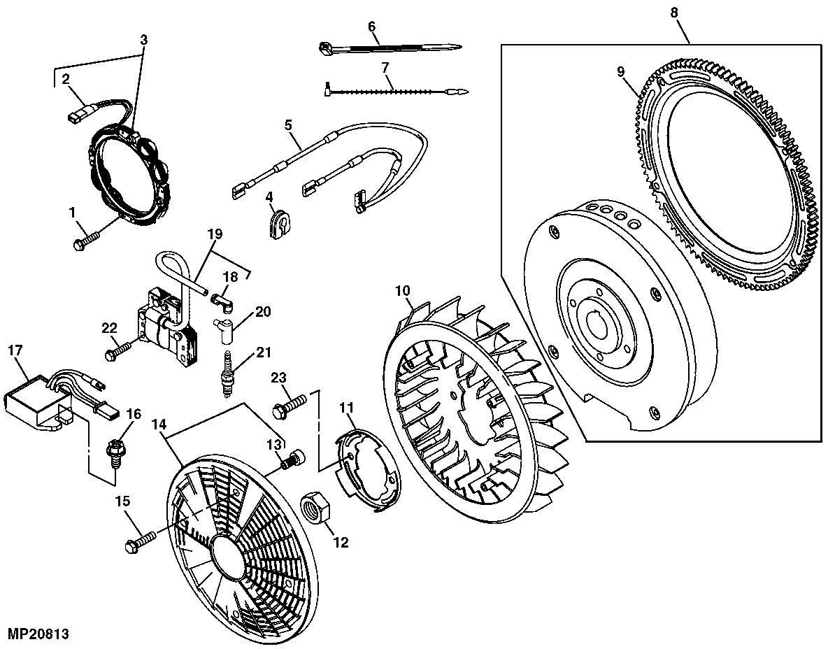 Flywheel, Screen and Engine Electrical Parts