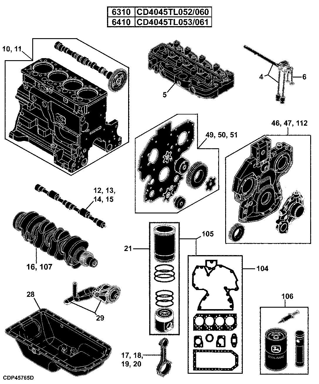 20 ENGINE, 6310 (4045TL052/60), 6410 (4045TL053/61), ( -799999)