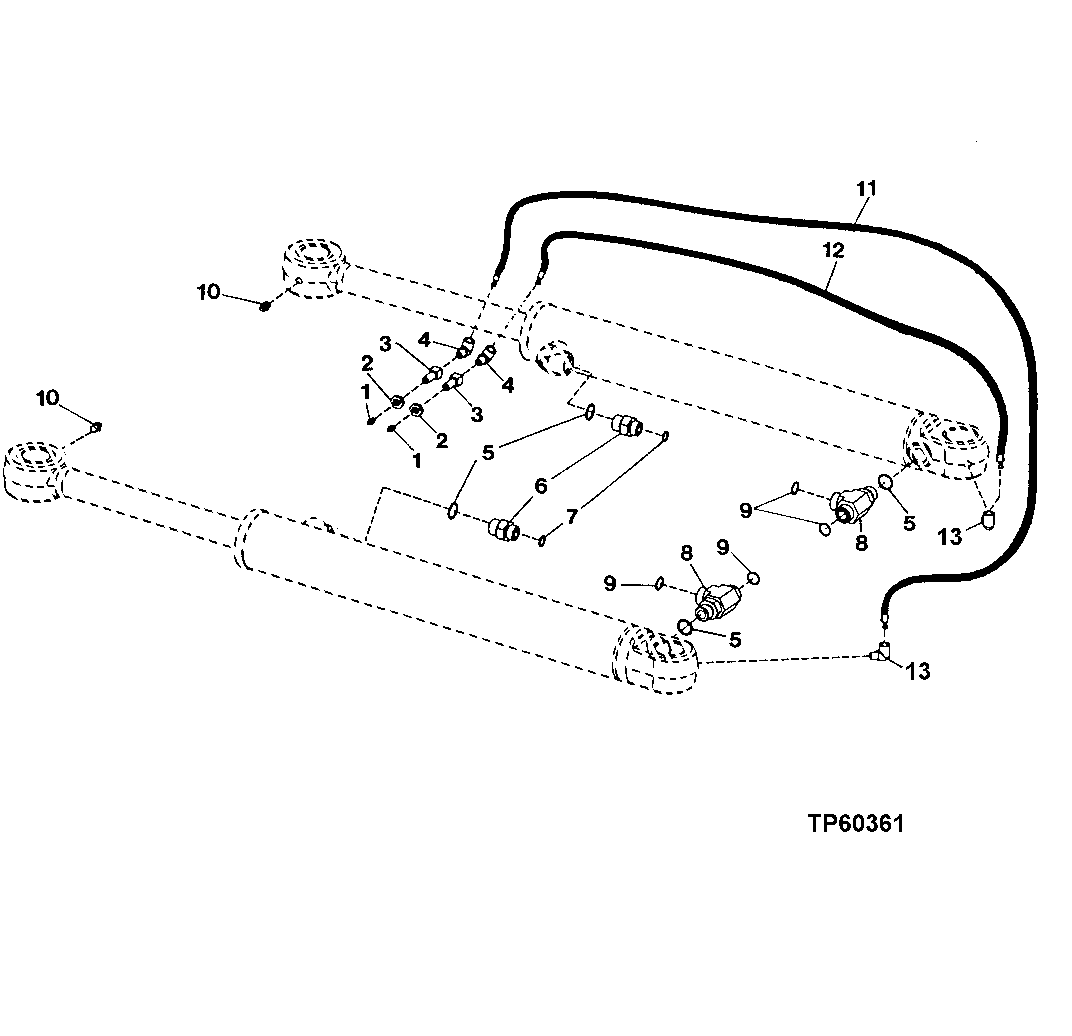 STEERING CYLINDER FITTINGS AND LUBRICATION HOSES (S.N. -618145)
