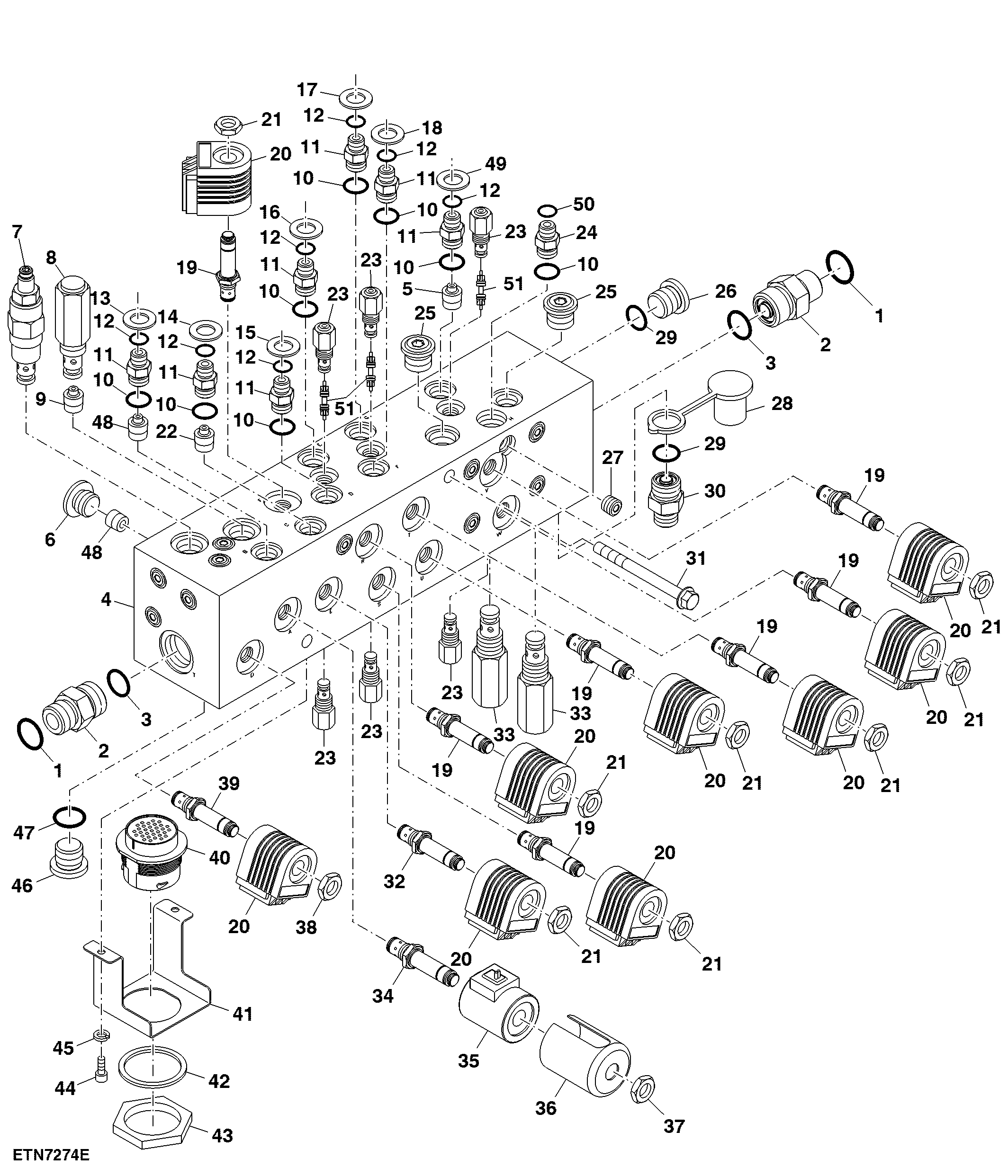 Seven Function Hydraulic Valve Block, Contour Master W/ Large Cylinder