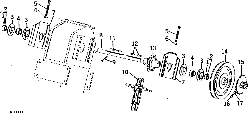 CLEAN GRAIN ELEVATOR, CONVEYOR CHAIN SHAFT, SHEAVE, AND SPROCKETS