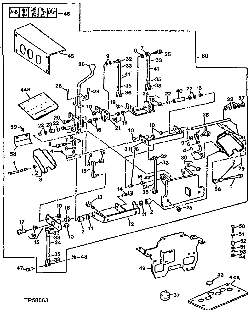 Three Lever Control Valve Linkage (Standard Backhoe) ( - 801199)