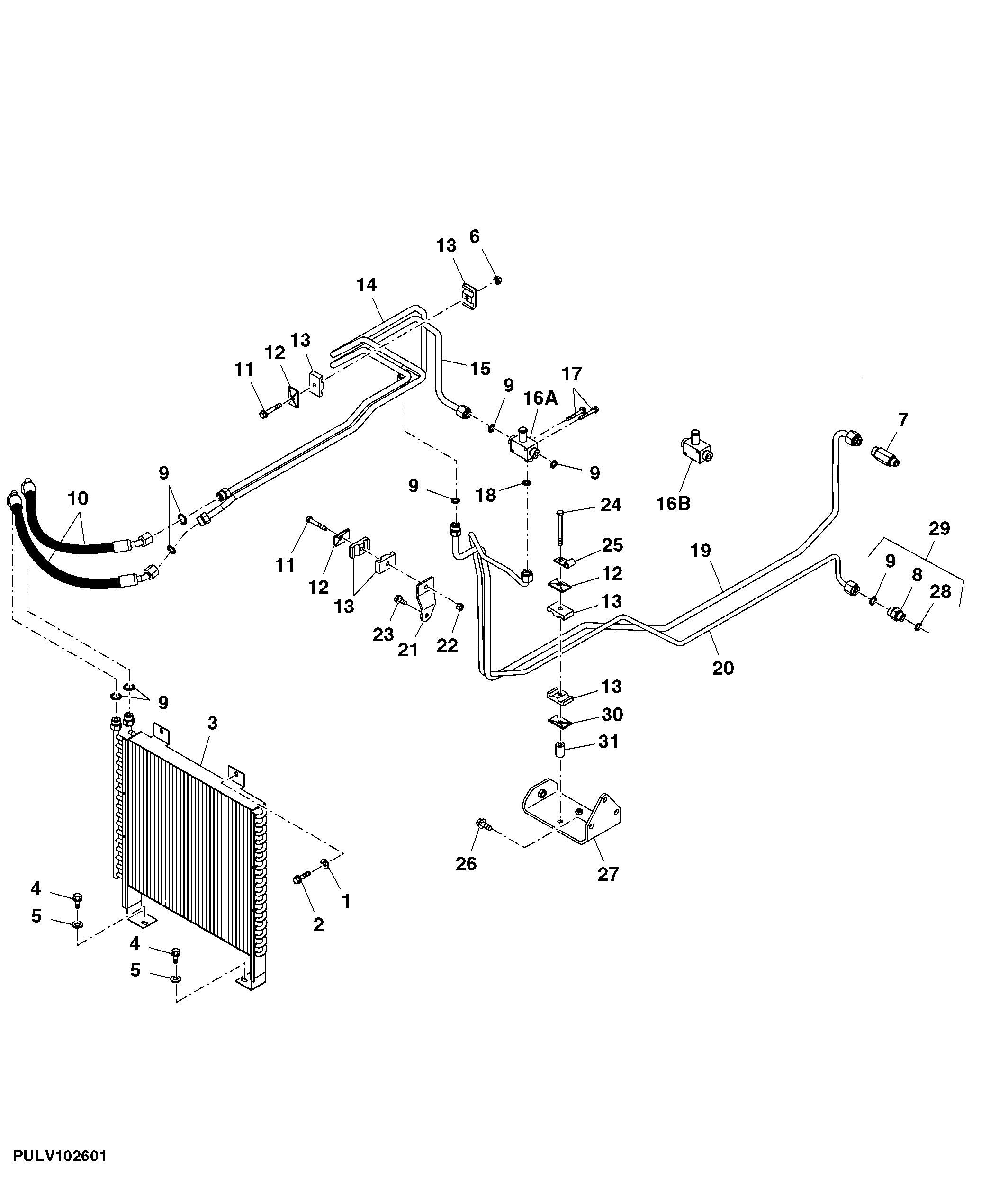 Hydraulic Oil Cooler And Lines (Syncshuttle Transmission)