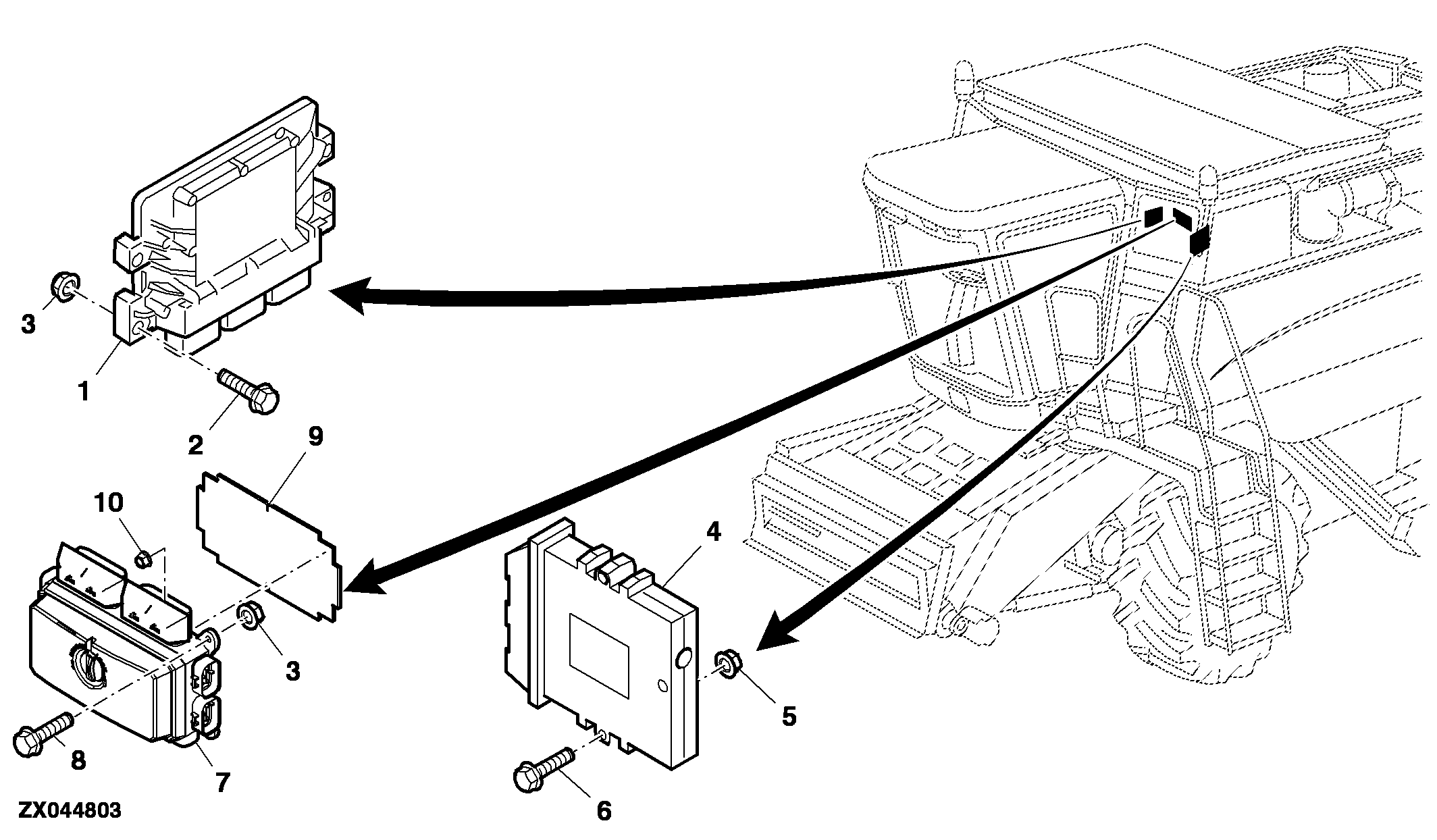 Left Control Unit 1, Power Module and Fuse Box