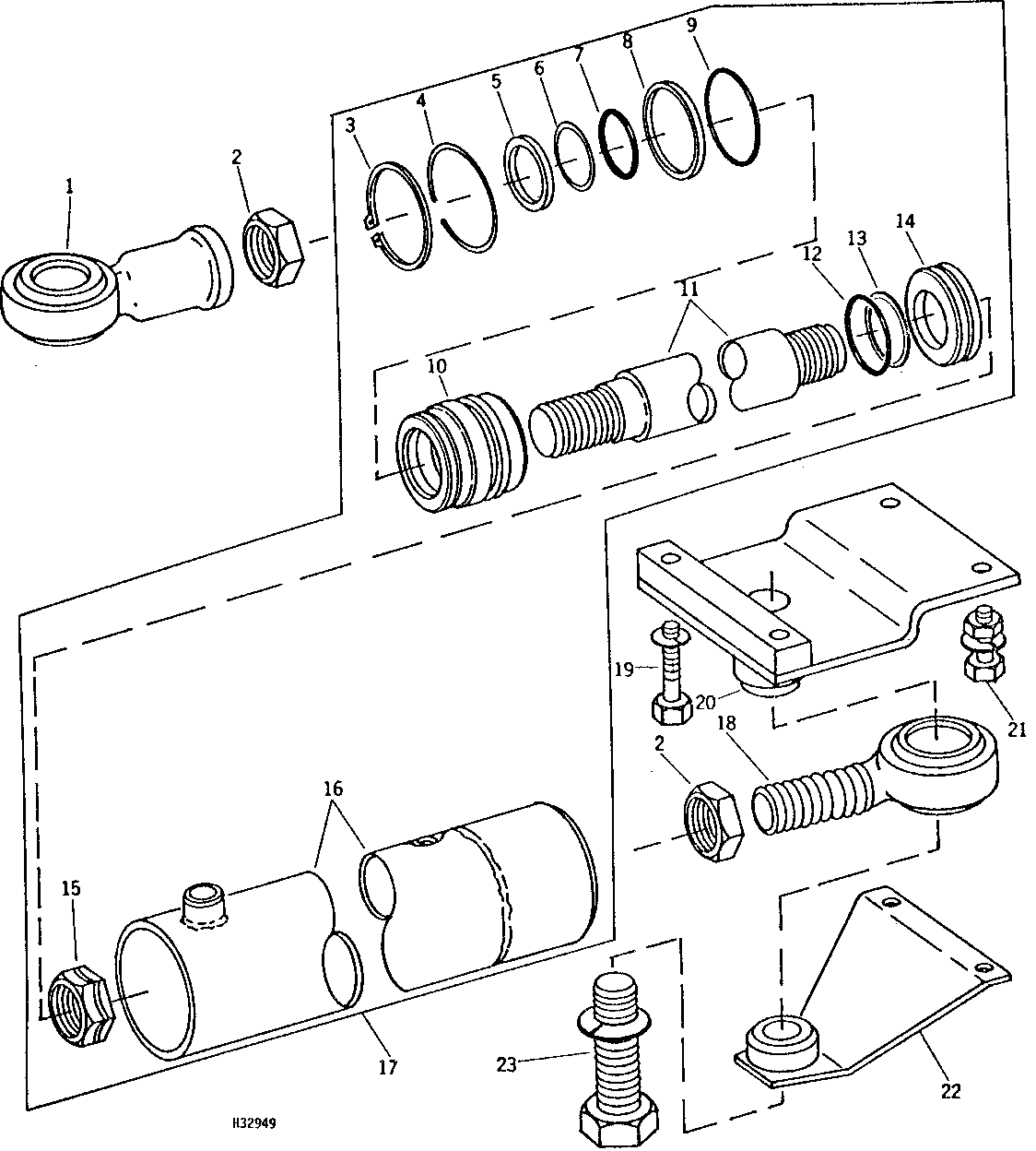 UNLOADING AUGER SWING HYDRAULIC CYLINDER AND MOUNTING (452785 - )