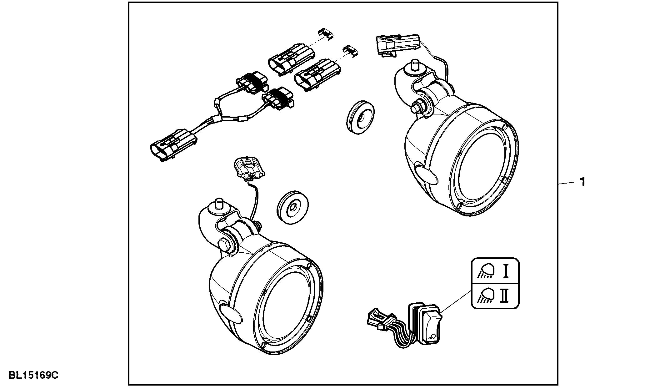 Attachment, Work Lights, 2 H3, Cab Roof, Front