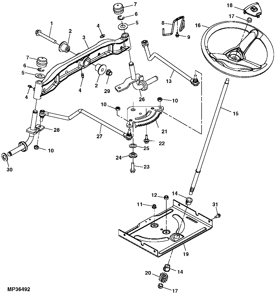 STEERING WHEEL, GEARS, LINKAGE AND FRONT AXLE