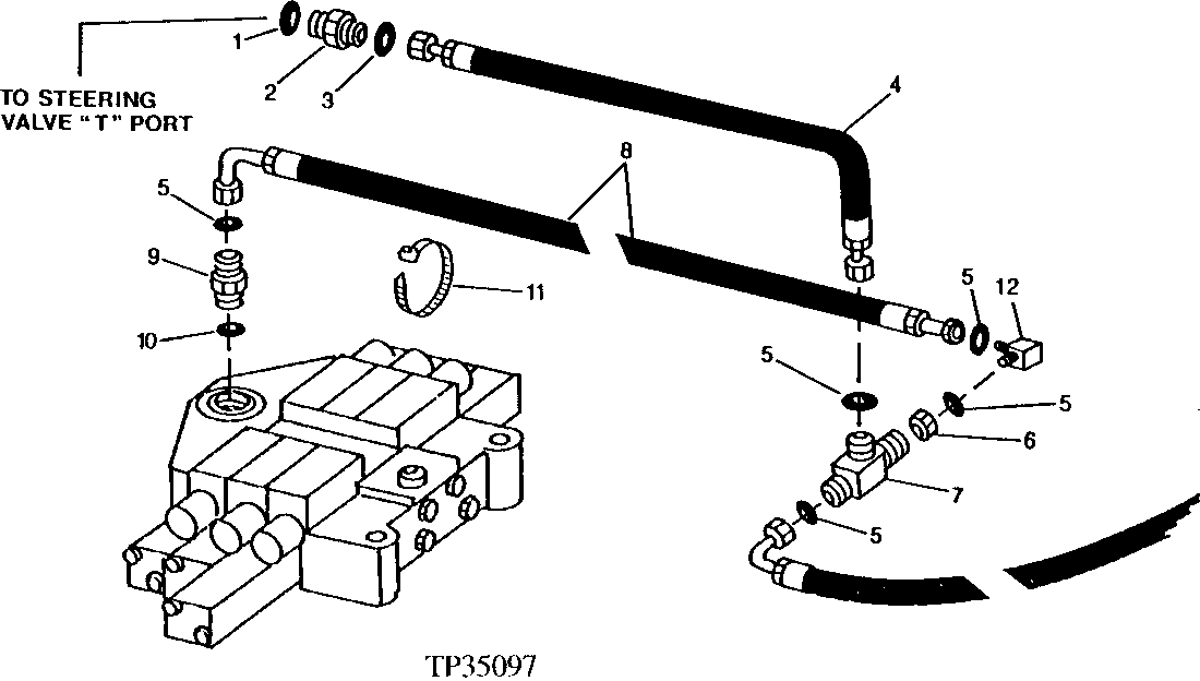 Loader Control Valve and Steering Valve Return Hoses (544E)
