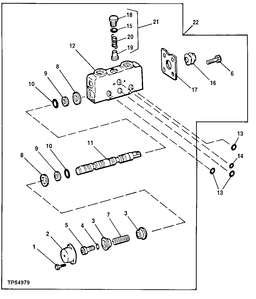 Backhoe Control Valve Bucket Section (SN -796890 5-Function) (SN -798064 4-Function)