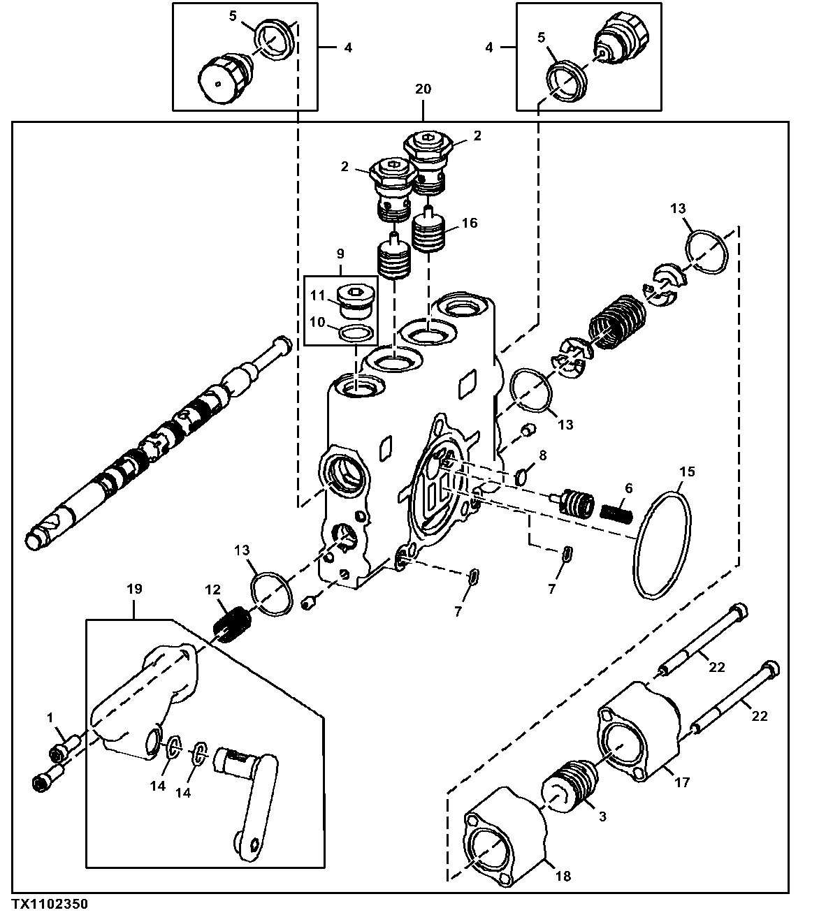 Left Auxiliary Valve Section With Float, Standard Controls